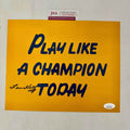 Autographed/Signed Lou Holtz Play Like A Champion Today Notre Dame Irish 8x10 College Football Photo JSA COA
