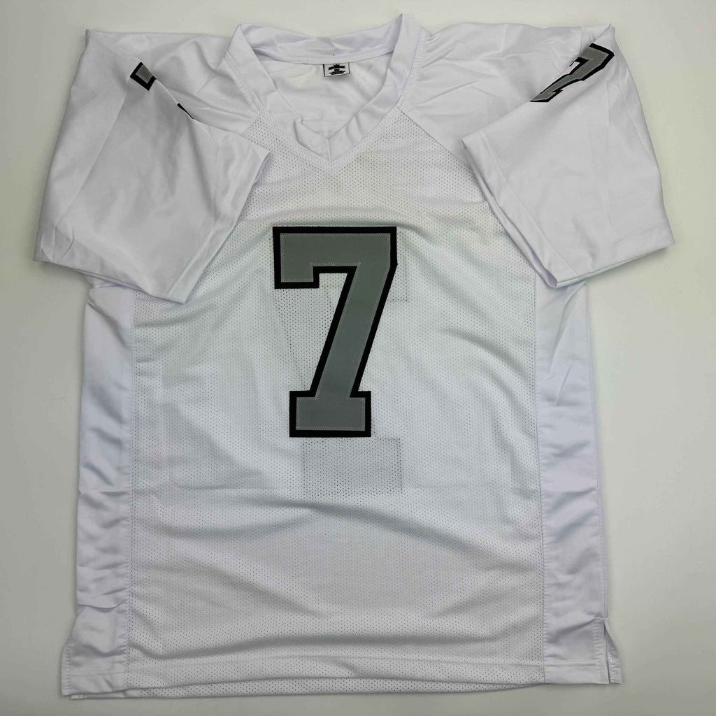 Autographed/Signed Geno Smith Oakland White Color Rush Football Jersey Beckett BAS COA