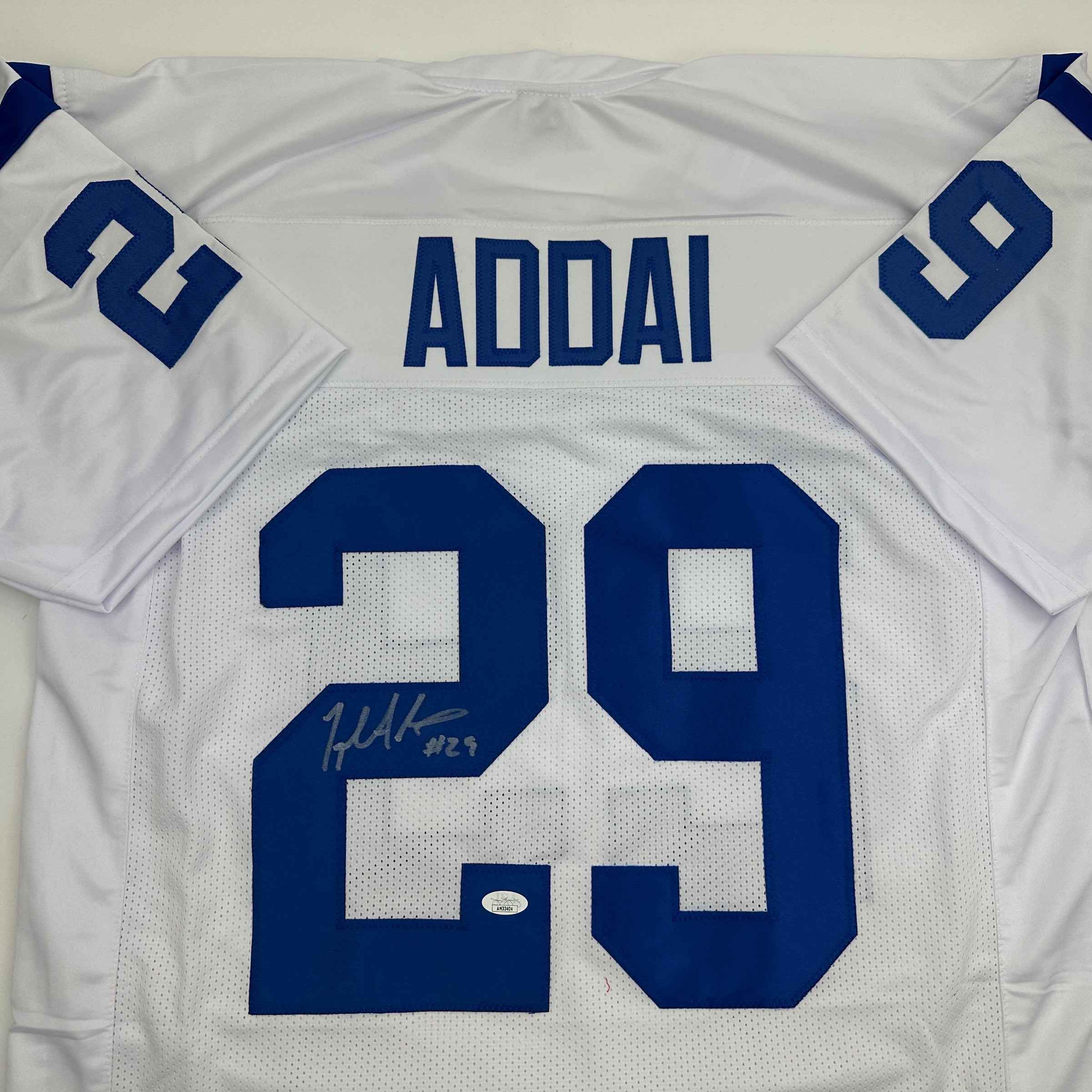Autographed/Signed Joseph Addai Indianapolis White Football Jersey JSA COA