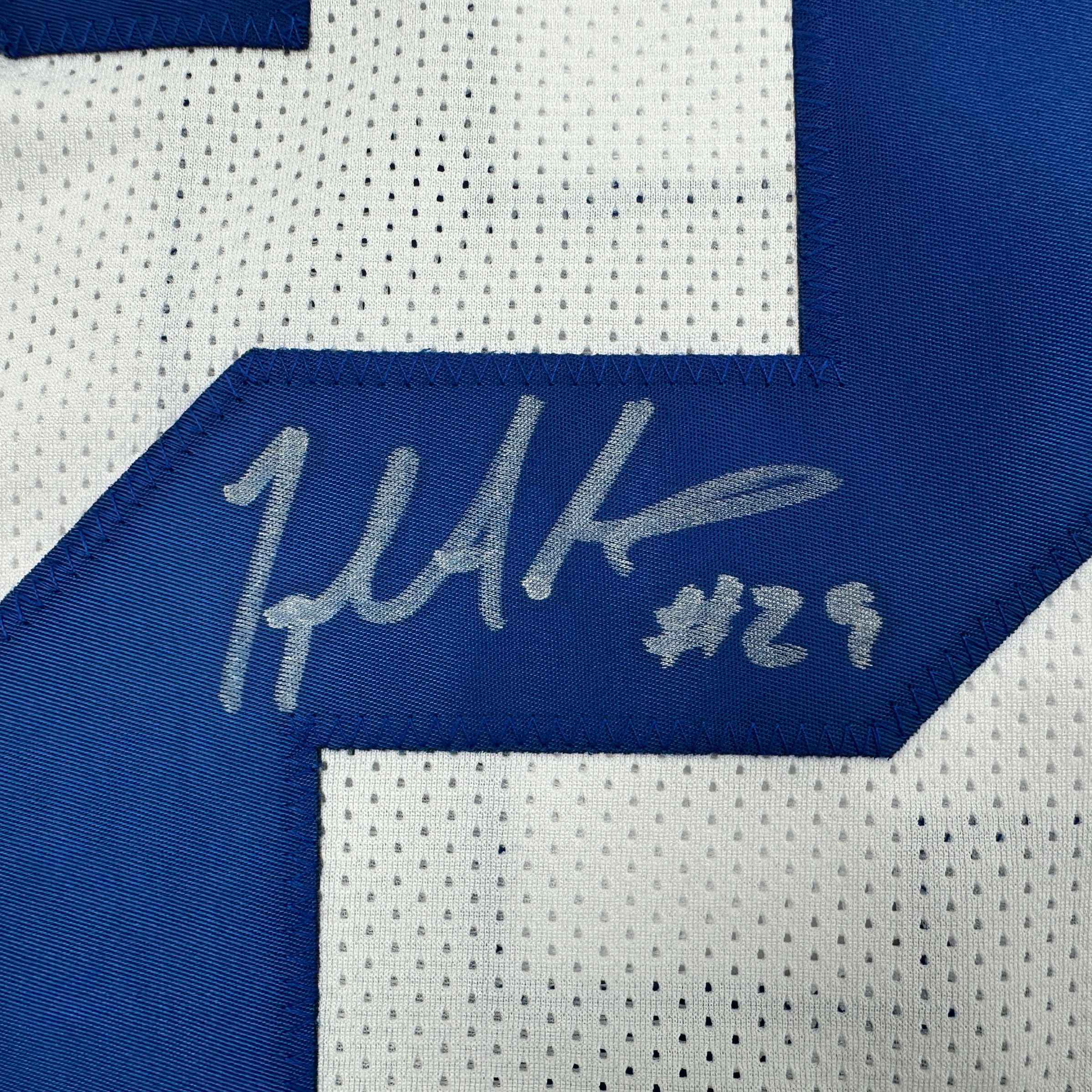 Autographed/Signed Joseph Addai Indianapolis White Football Jersey JSA COA