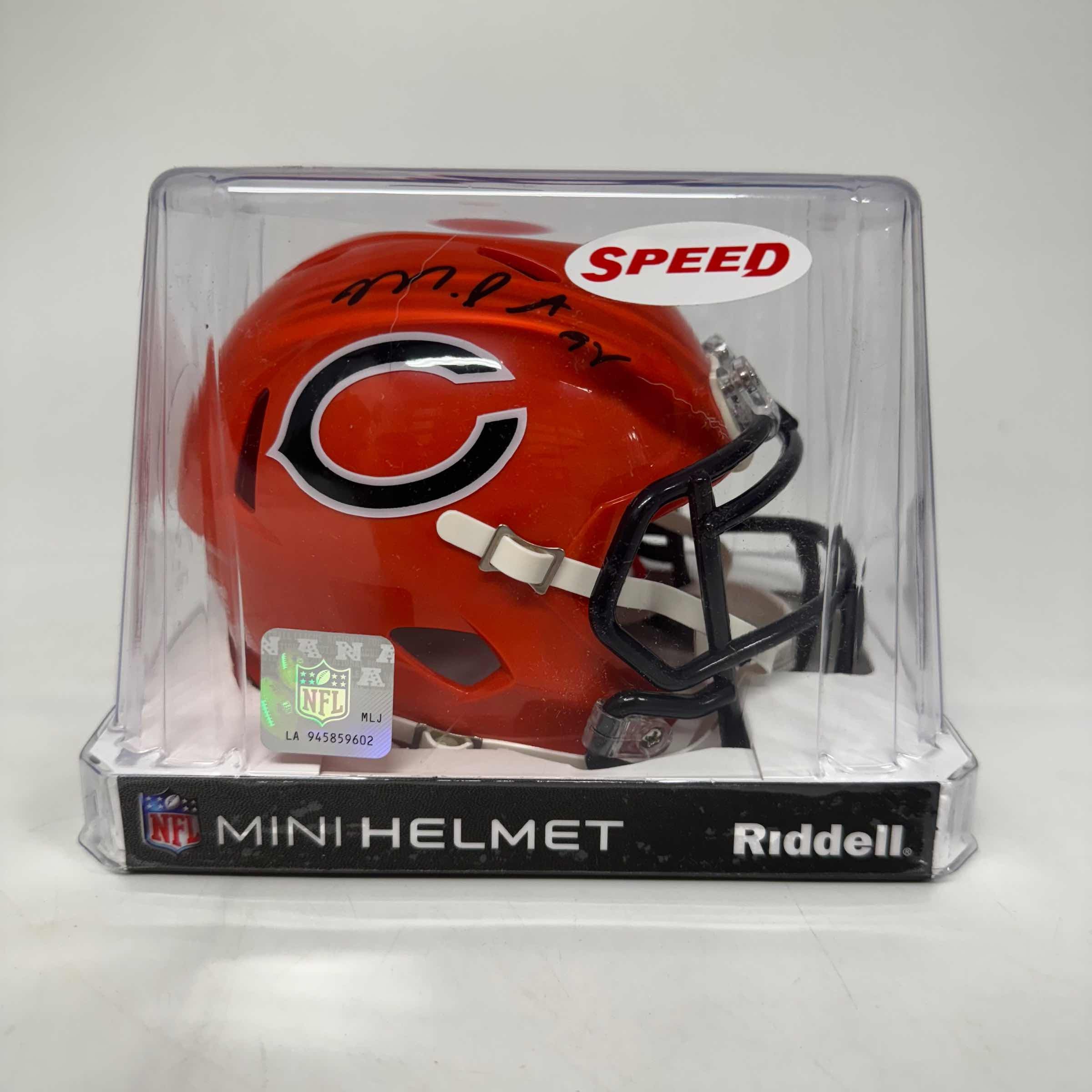 Autographed/Signed Montez Sweat Chicago Bears Orange Alternate Mini Football Helmet Beckett BAS COA