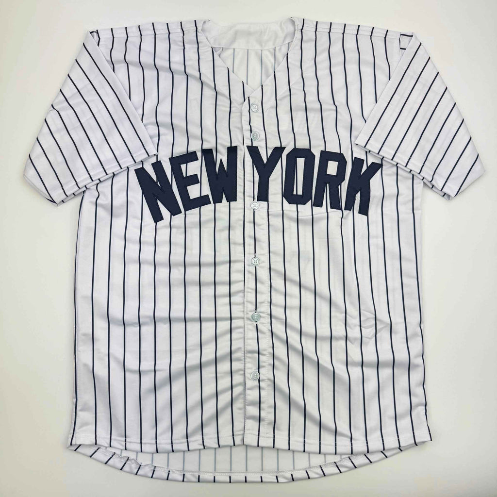 Autographed/Signed Devin Williams New York Pinstripe Baseball Jersey JSA COA