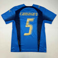 Autographed/Signed Fabio Cannavaro Italy Blue Soccer Futbol Jersey Beckett BAS COA