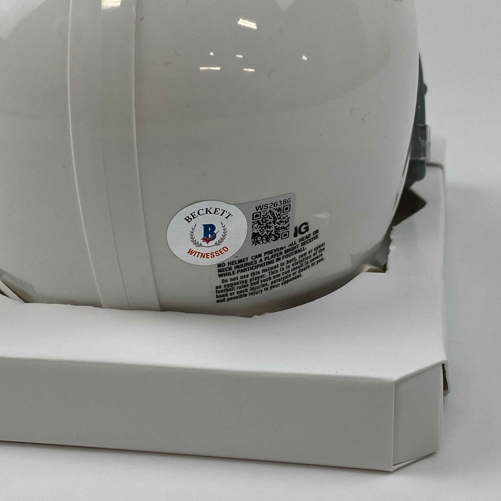 Autographed/Signed Brian Dawkins Philadelphia Eagles Retro Mini Football Helmet Beckett BAS COA
