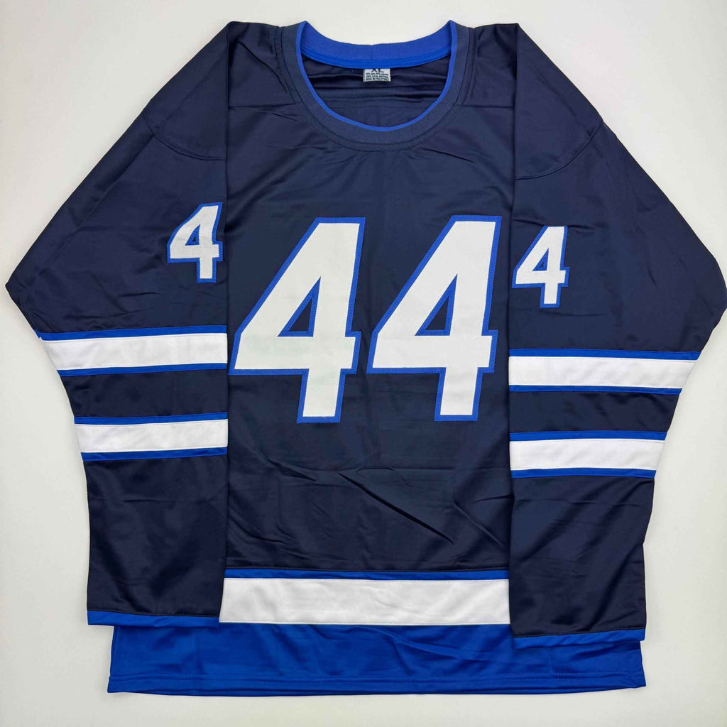 Autographed/Signed Josh Morrissey Winnipeg Blue Hockey Jersey Beckett BAS COA