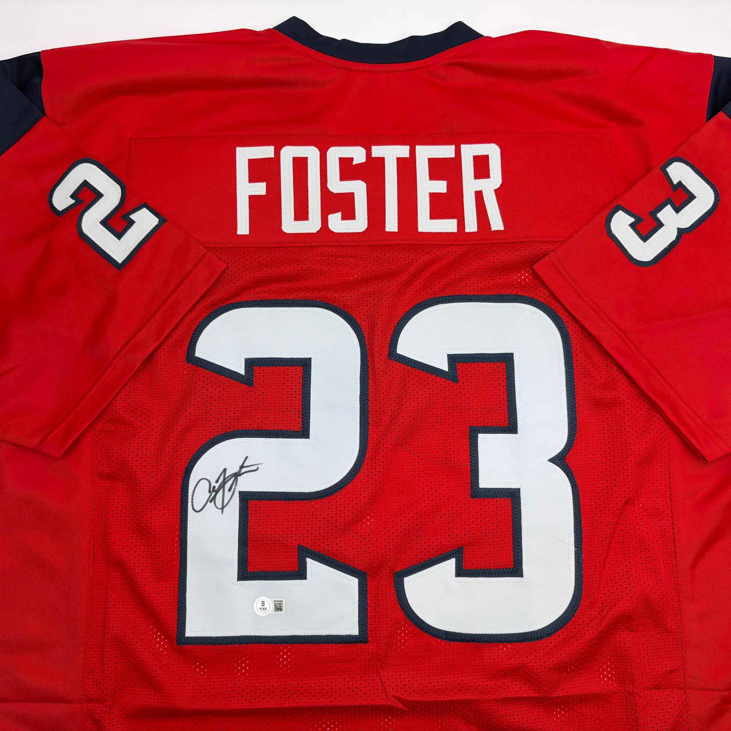 Autographed/Signed Arian Foster Houston Red Football Jersey Beckett BAS COA