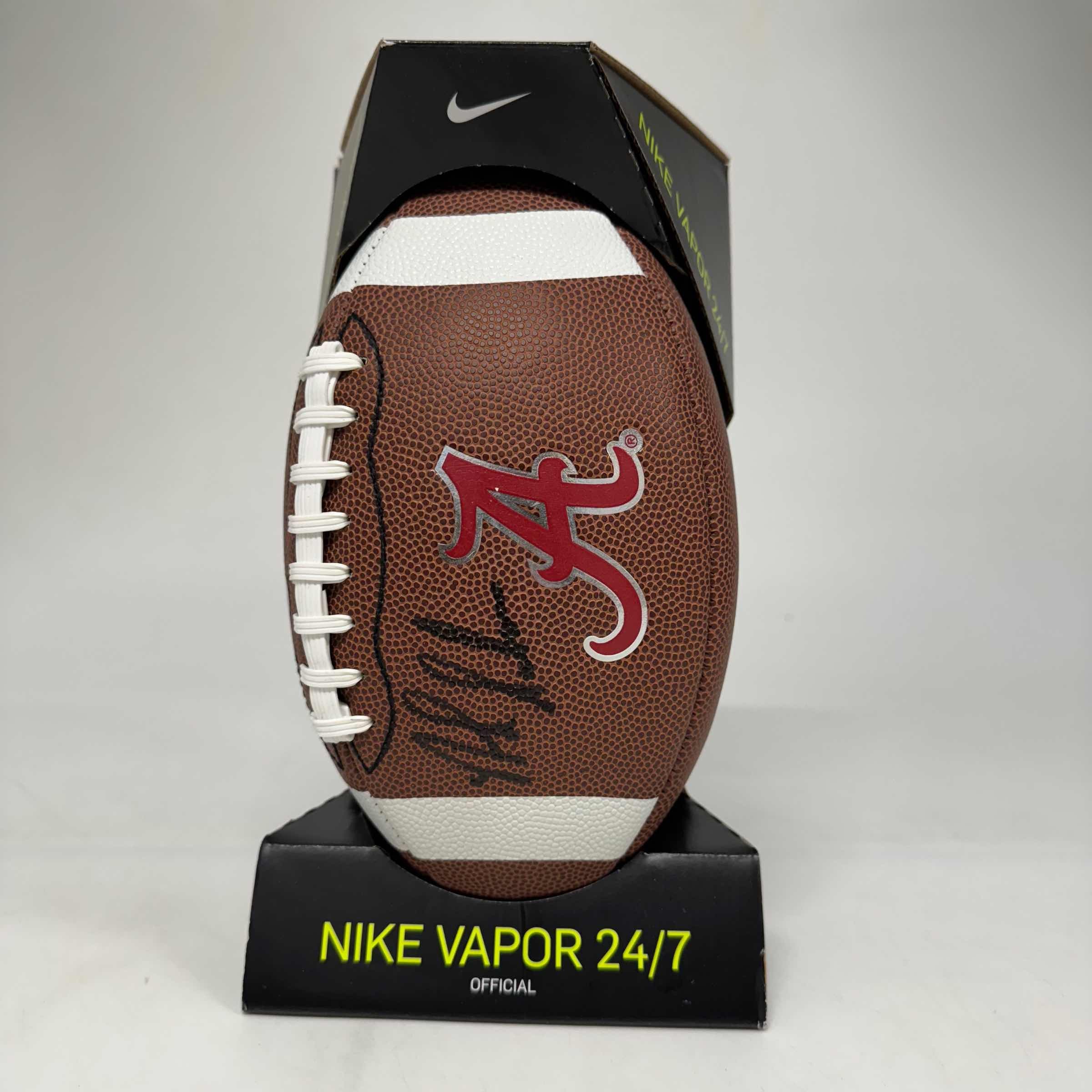 Autographed/Signed Nick Saban Alabama Crimson Tide Full Size FS F/S White Panel Logo College Football Beckett BAS COA