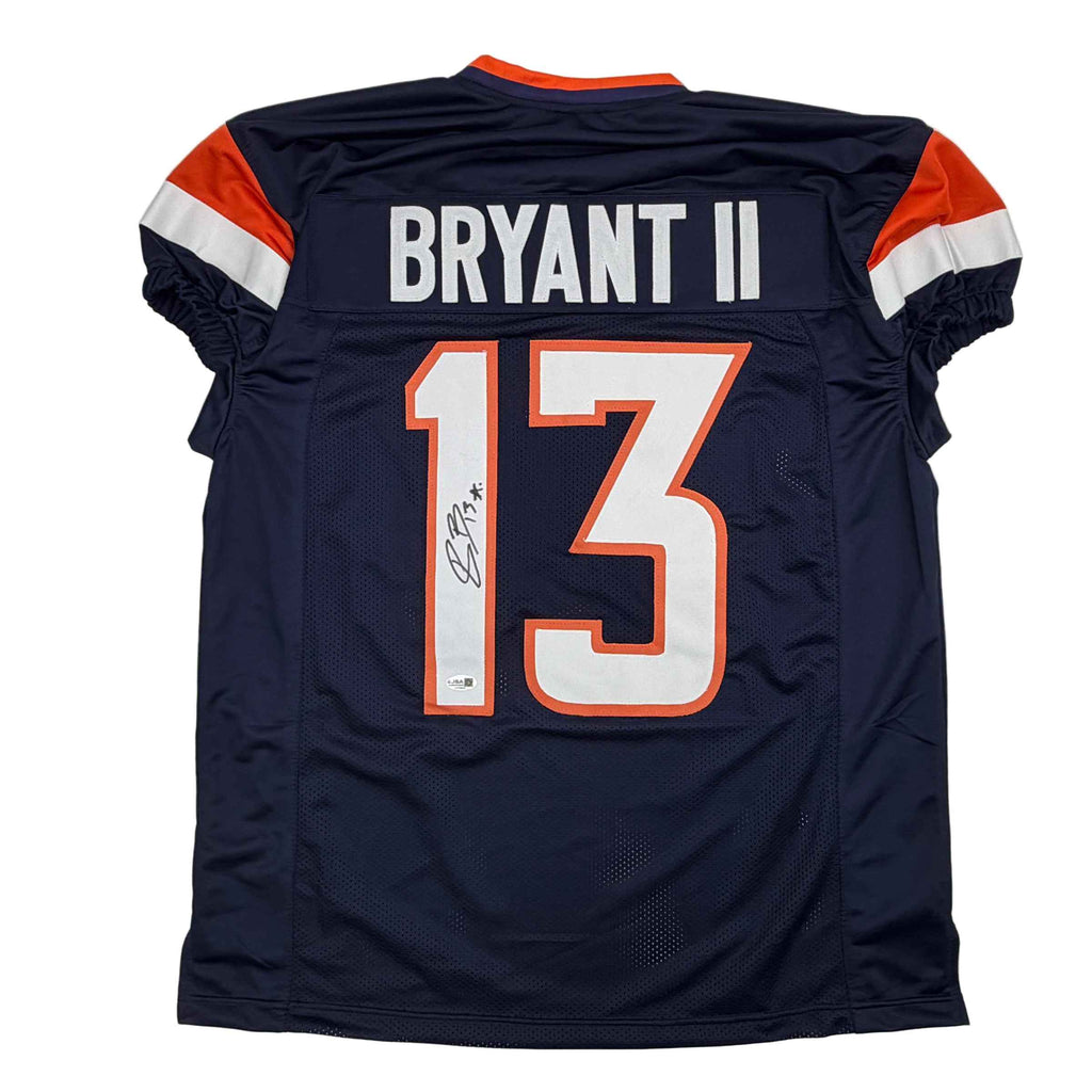 Autographed/Signed Pat Bryant II Denver Blue Pro Cut Football Jersey JSA COA
