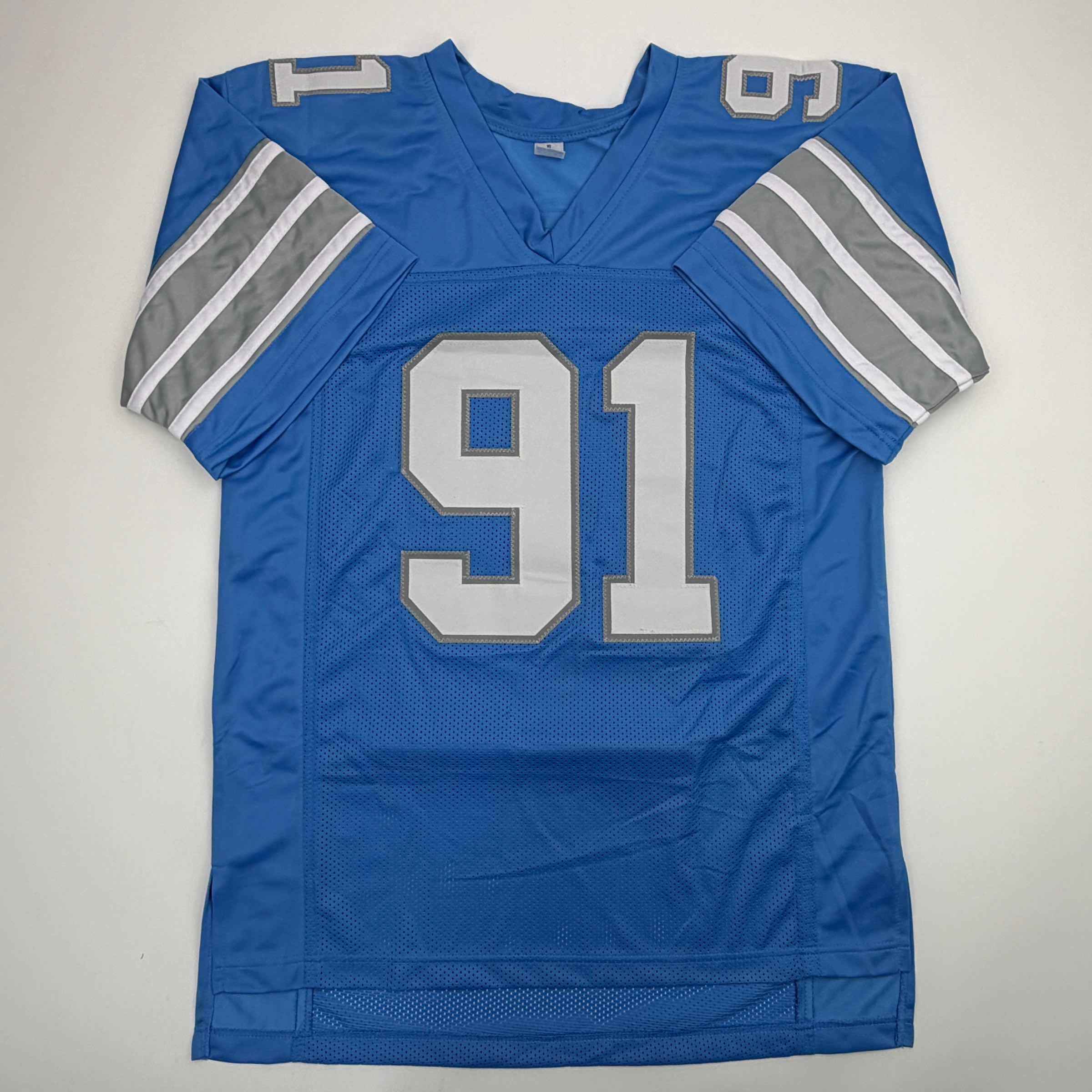 Autographed/Signed Tyleik Williams Detroit Blue Football Jersey Beckett BAS COA