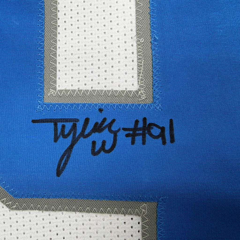 Autographed/Signed Tyleik Williams Detroit White Football Jersey Beckett BAS COA