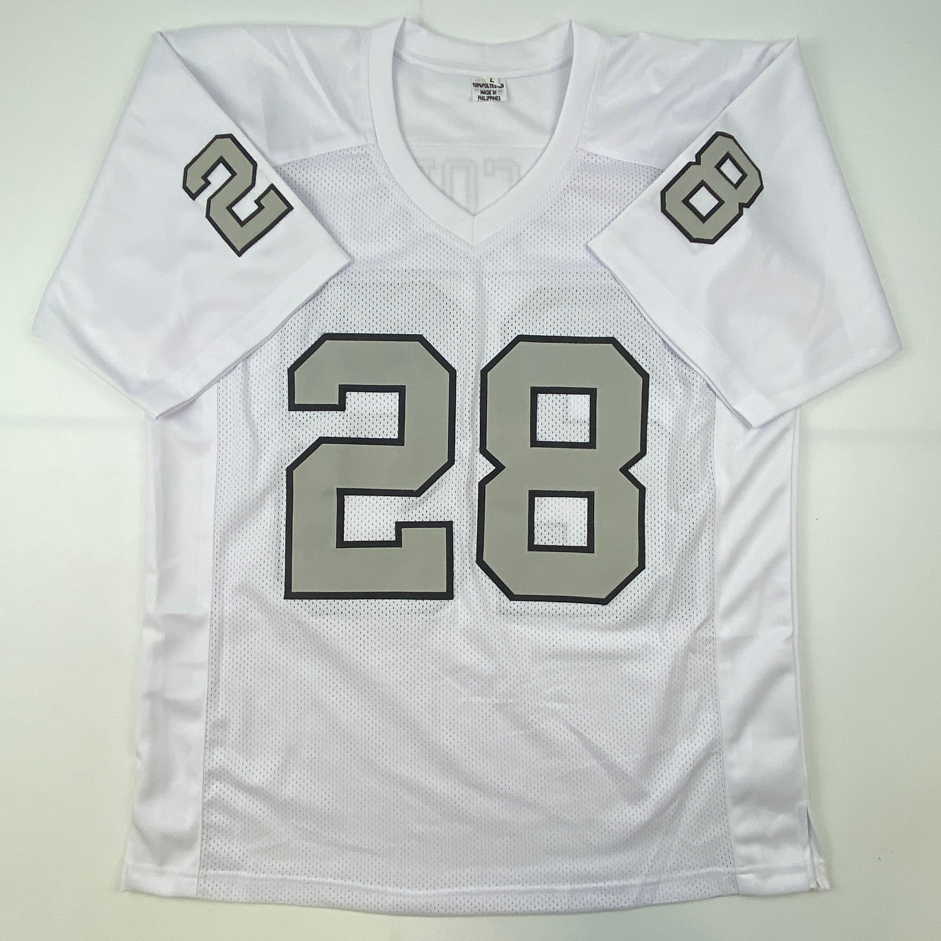 Autographed/Signed Josh Jacobs Las Vegas Oakland Color Rush Football Jersey Beckett BAS COA