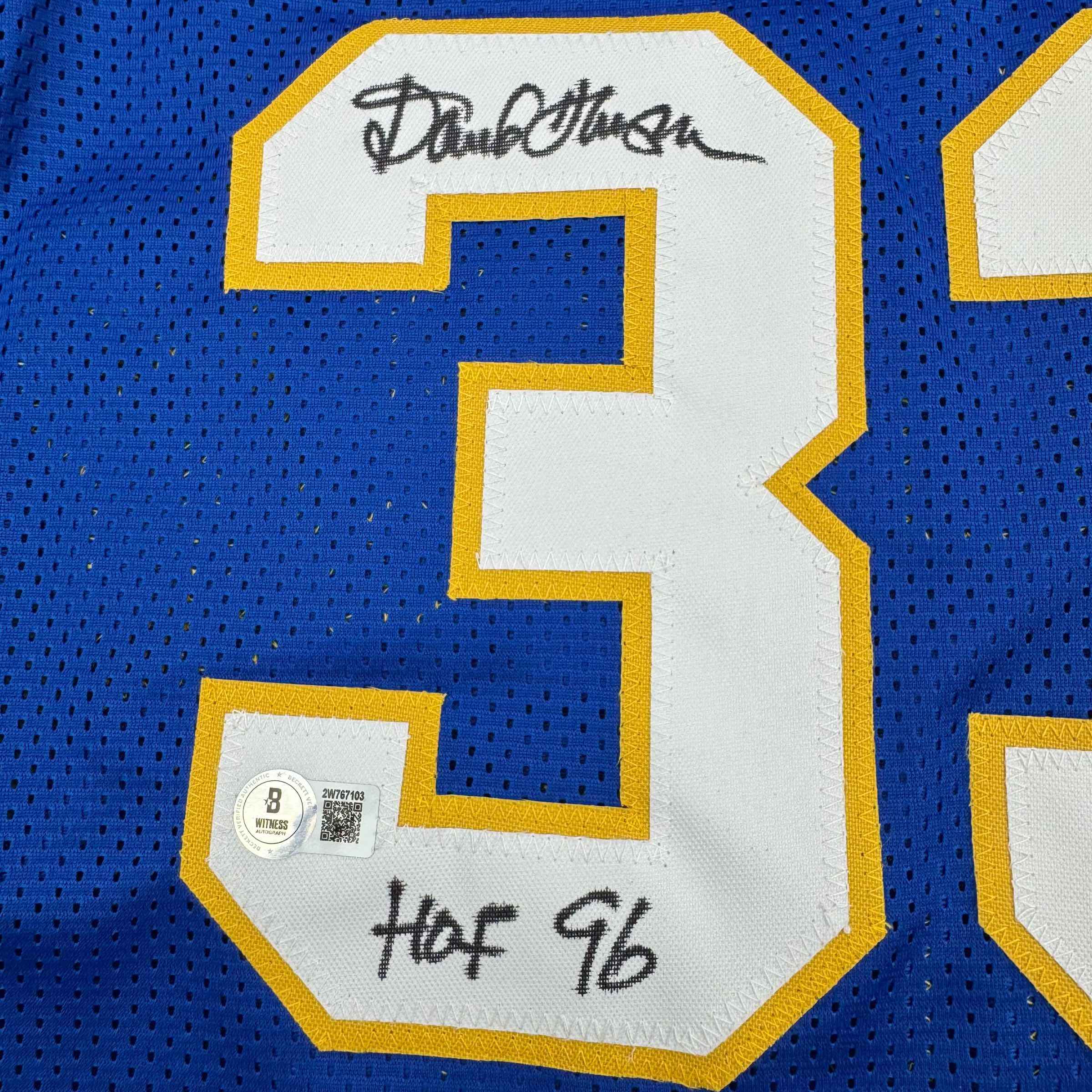 Autographed/Signed David Thompson HOF 96 Denver Blue Retro Rainbow Basketball Jersey Beckett BAS COA