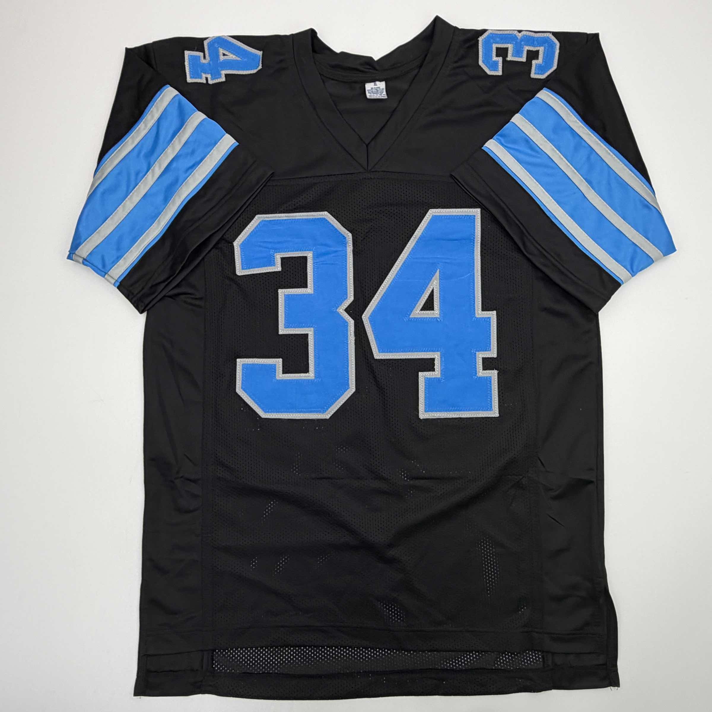 Autographed/Signed Alex Anzalone Detroit Black Football Jersey Beckett BAS COA