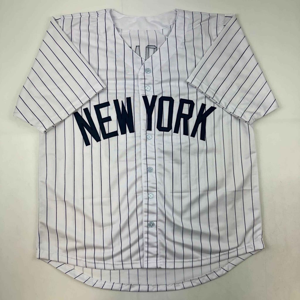 Autographed/Signed David Cone New York Pinstripe Baseball Jersey Beckett BAS COA
