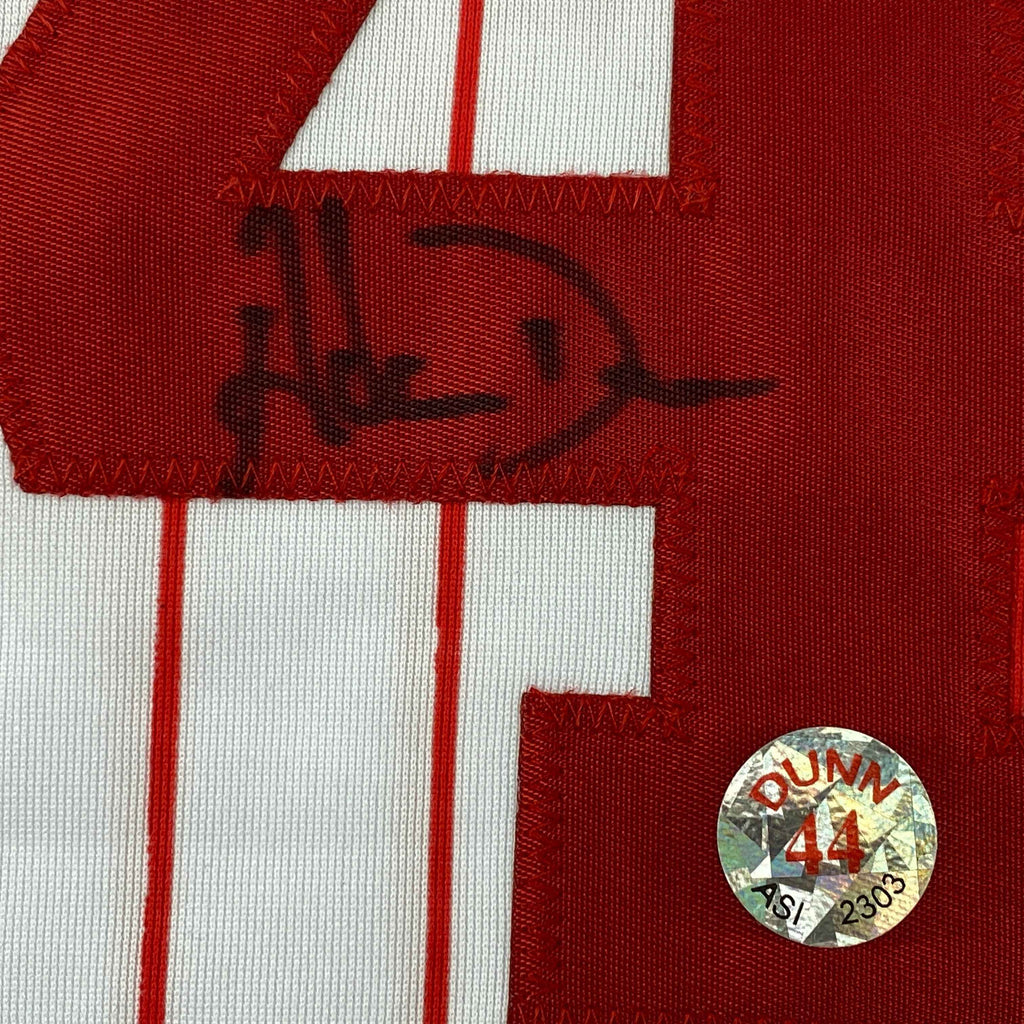 Autographed/Signed Adam Dunn Cincinnati Pinstripe Baseball Jersey JSA COA