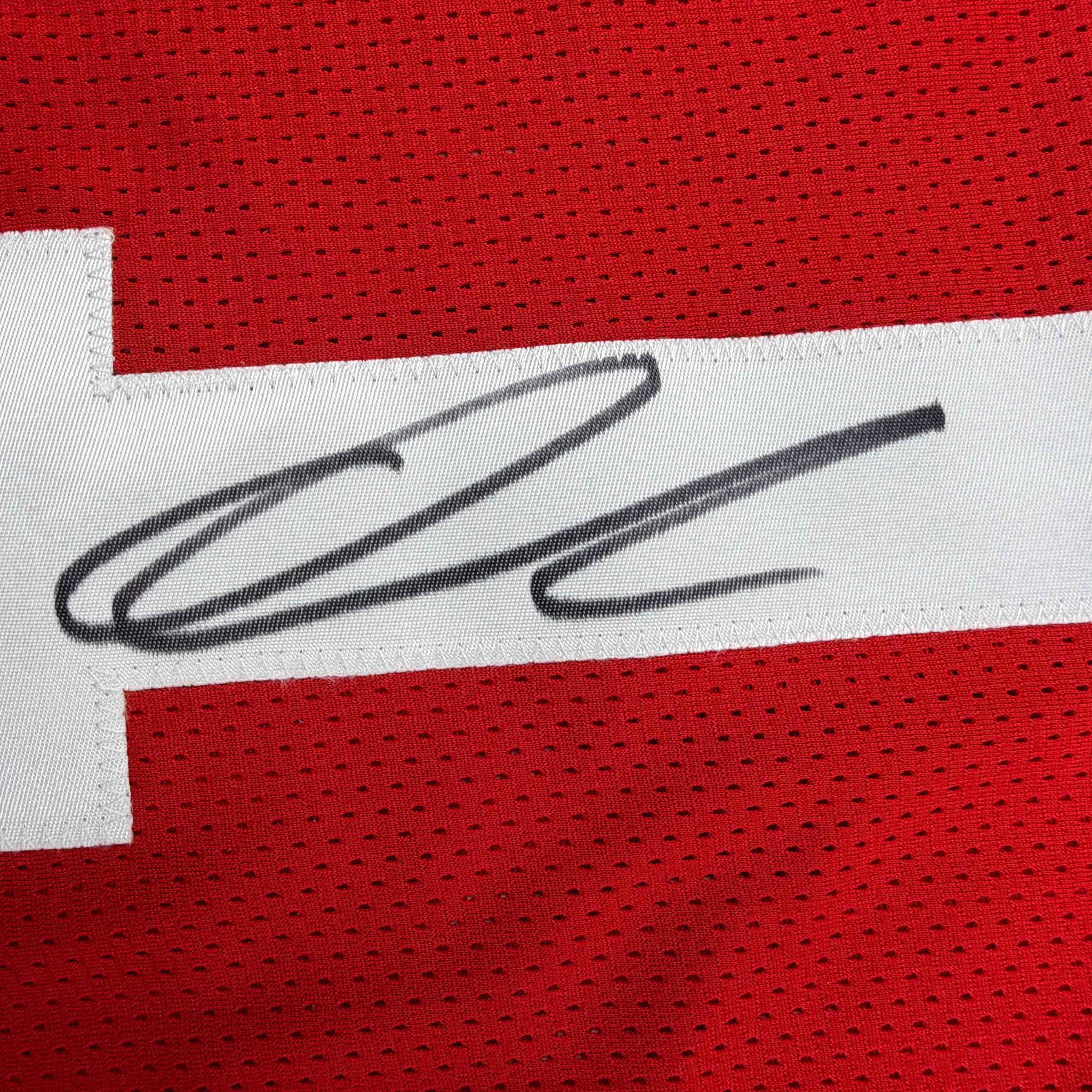 Autographed/Signed Quinshon Judkins Ohio State Red College Football Jersey Beckett BAS COA