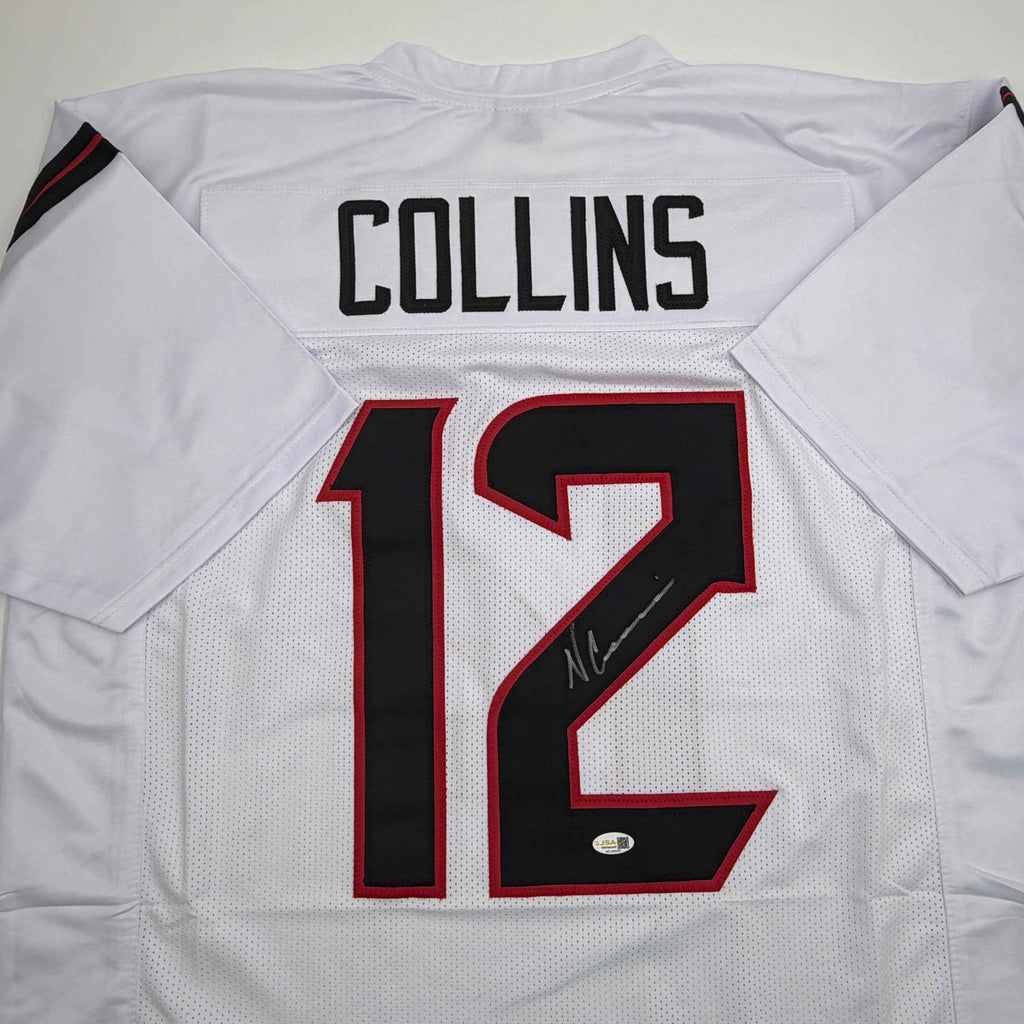 Autographed/Signed Nico Collins Houston White Football Jersey JSA COA