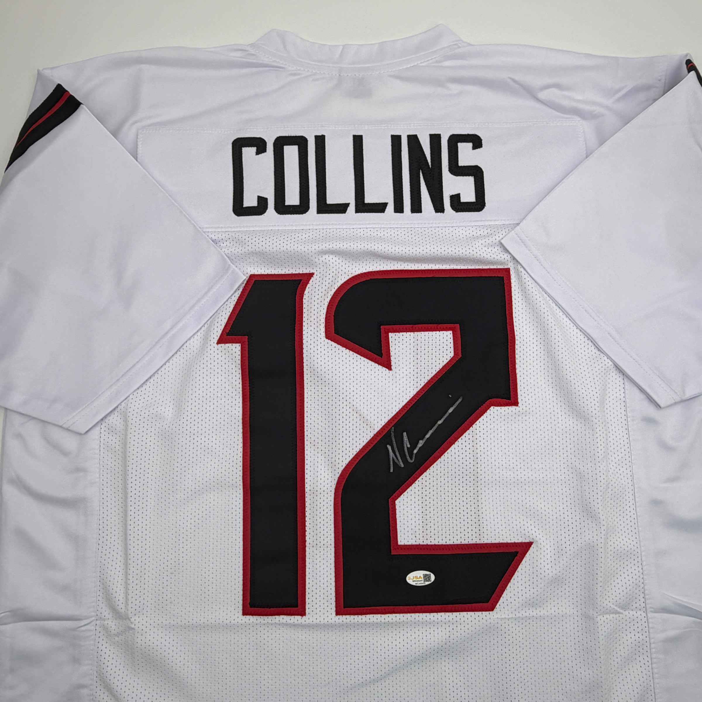Autographed/Signed Nico Collins Houston White Football Jersey JSA COA