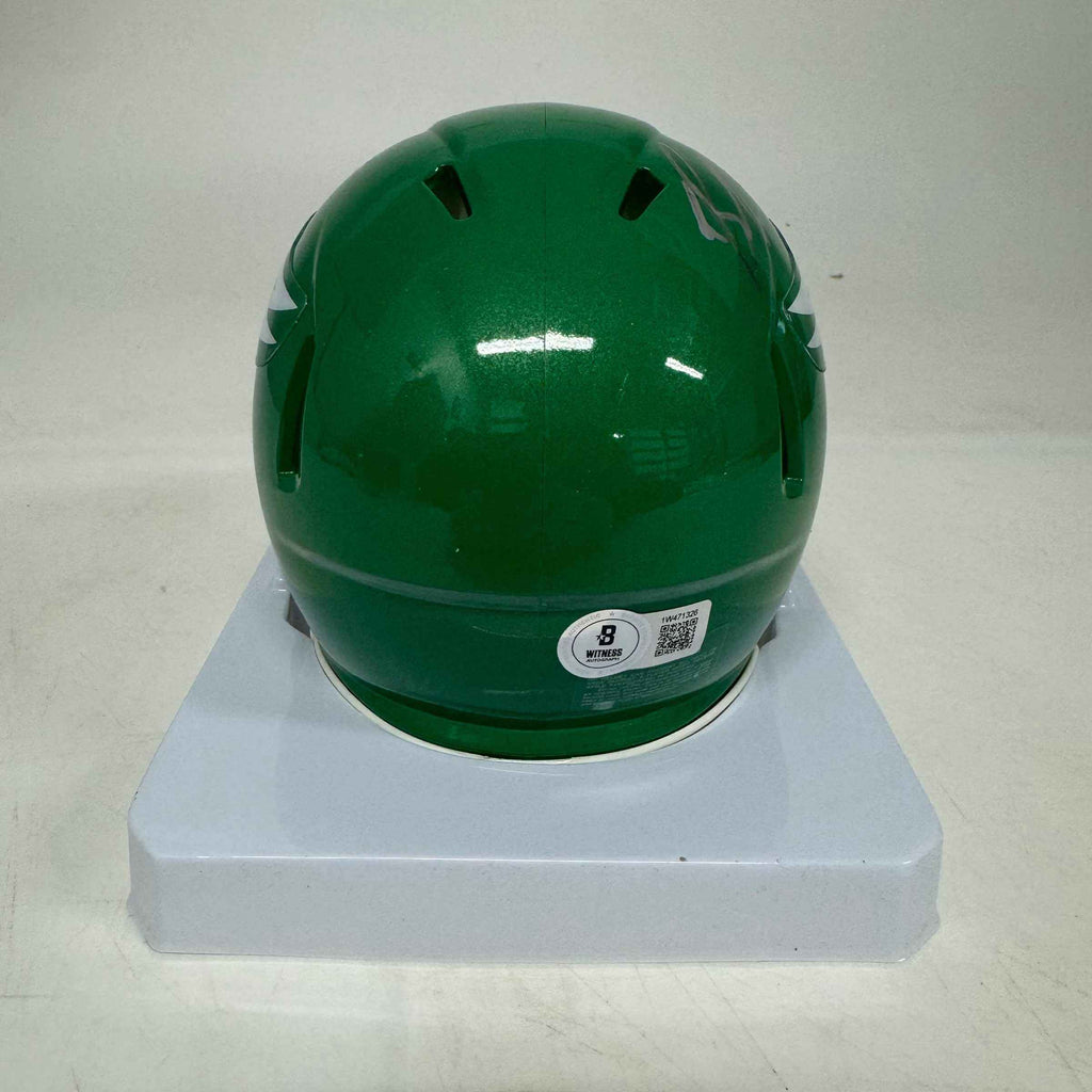 Autographed/Signed Brandon Graham Philadelphia Eagles Kelly Green Mini Football Helmet Beckett BAS COA