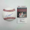 Autographed/Signed Junior Caminero Rawlings Official Major League ROML Baseball Beckett BAS COA