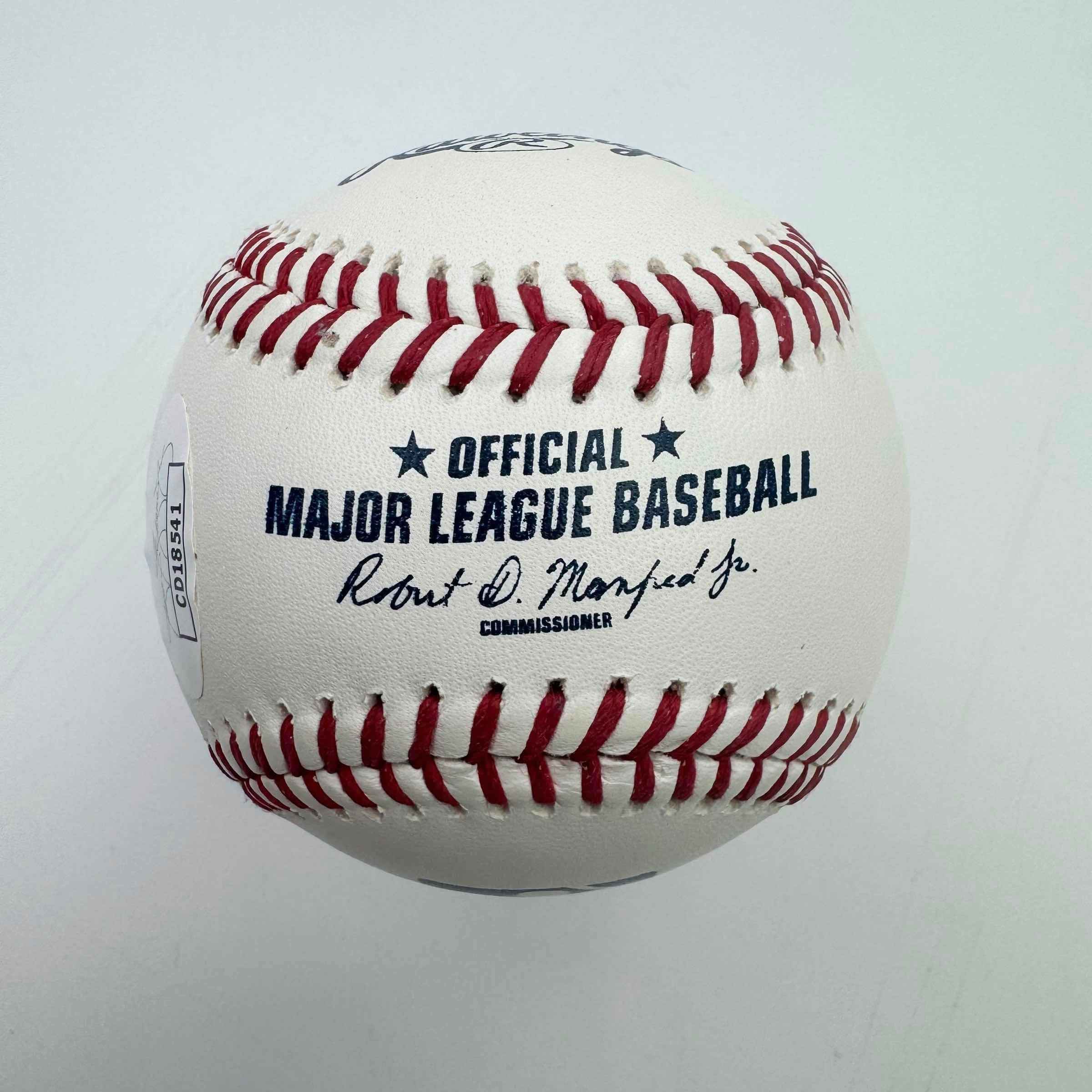 Autographed/Signed Junior Caminero Rawlings Official Major League ROML Baseball Beckett BAS COA