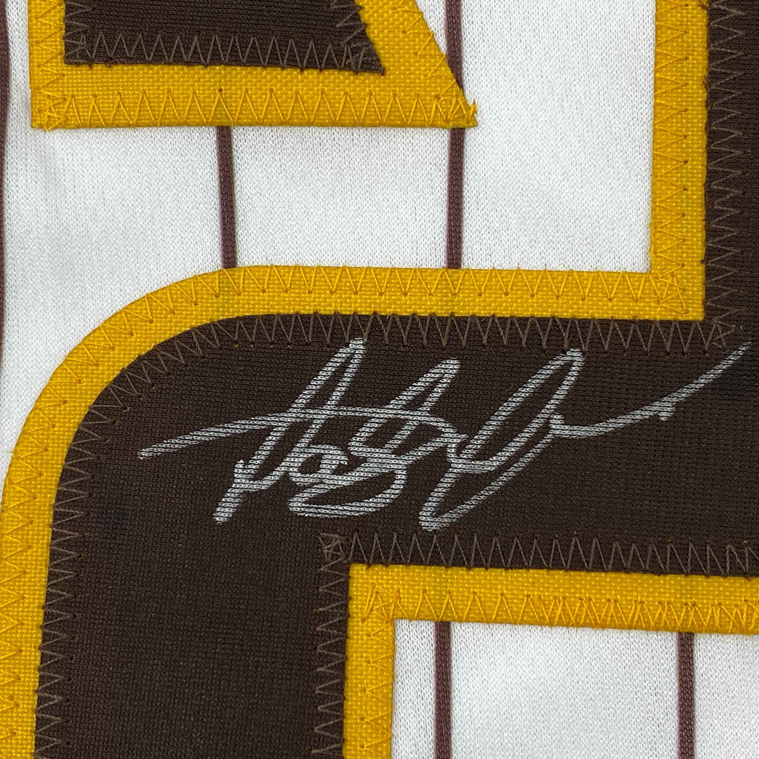 Autographed/Signed Fernando Tatis Jr. Slam Diego San Pinstripe Baseball Jersey JSA COA
