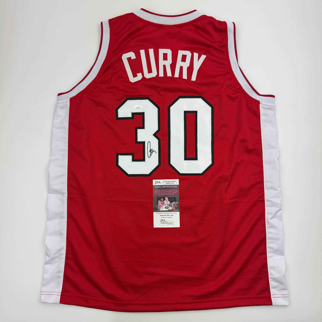 Autographed/Signed Stephen Steph Curry Davidson Wildcats Red College Basketball Jersey JSA COA