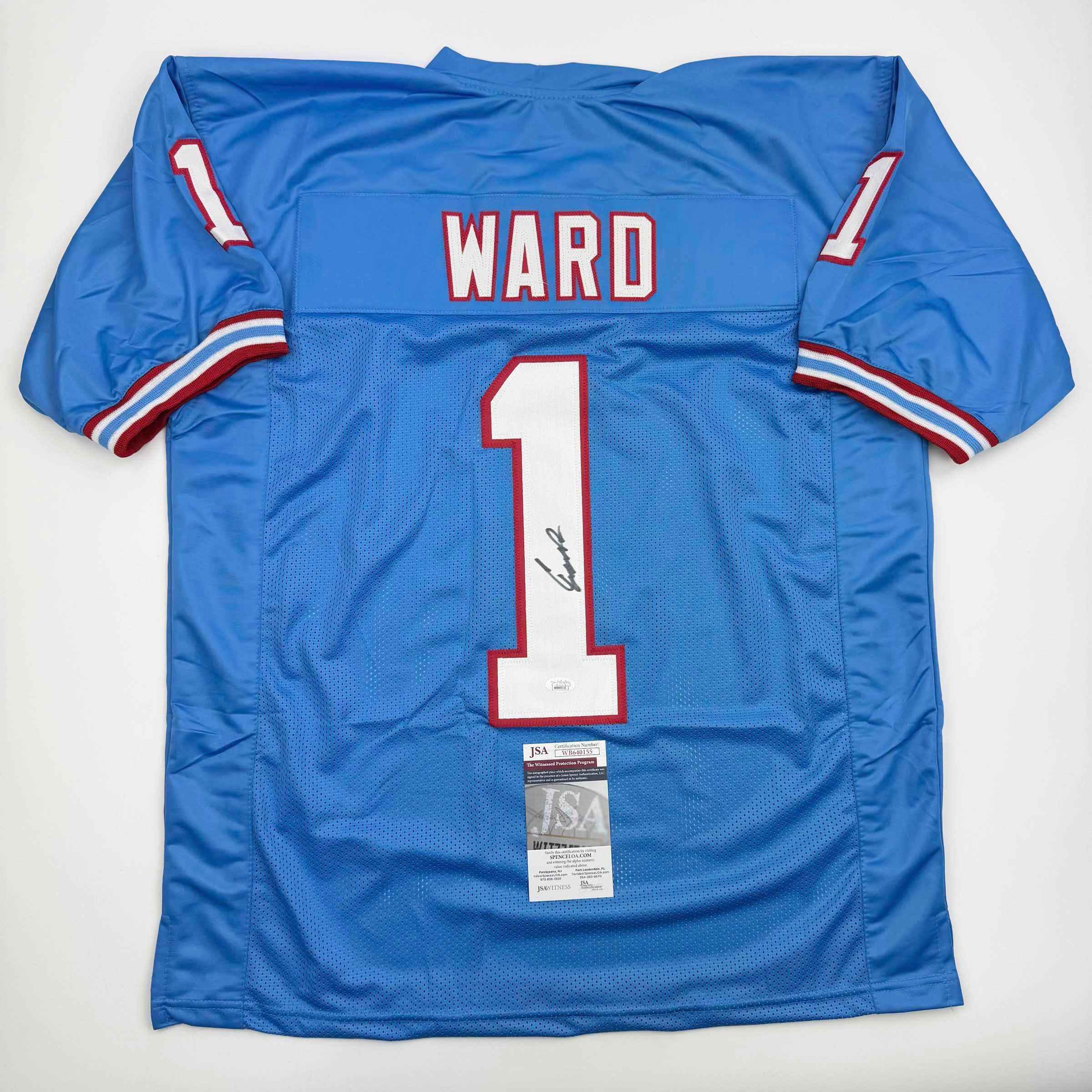 Autographed/Signed Cameron Cam Ward Tennessee Retro Light Blue Football Jersey JSA COA
