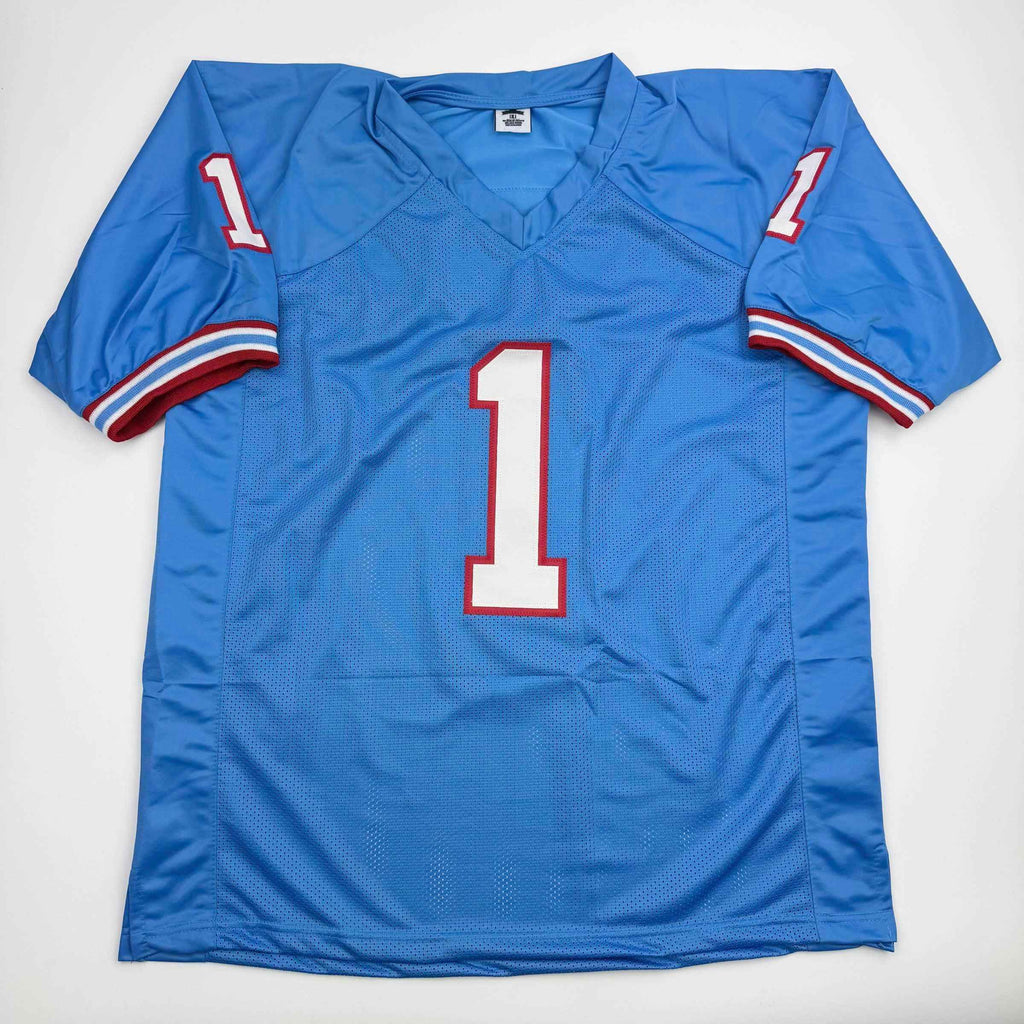 Autographed/Signed Cameron Cam Ward Tennessee Retro Light Blue Football Jersey JSA COA