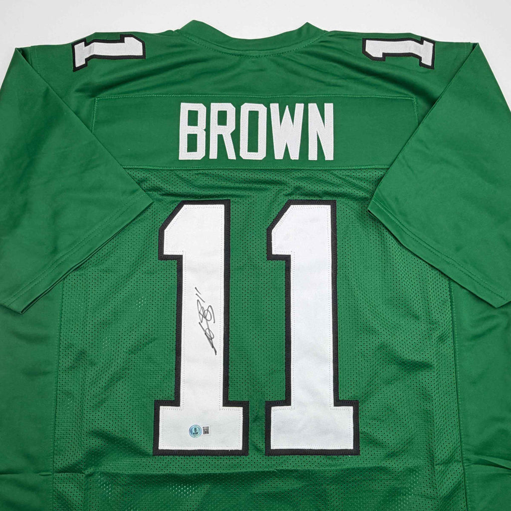 Autographed/Signed AJ A.J. Brown Philadelphia Kelly Green Football Jersey Beckett BAS COA