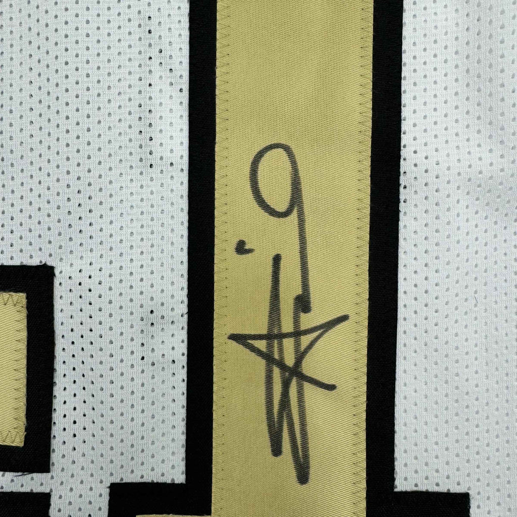 Autographed/Signed Alvin Kamara New Orleans White Color Rush Football Jersey Beckett BAS COA