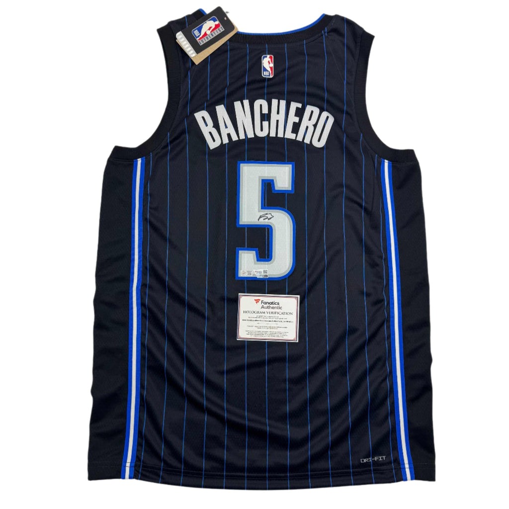 Autographed/Signed Paolo Banchero Orlando Black Magic Nike Jersey Fanatics COA
