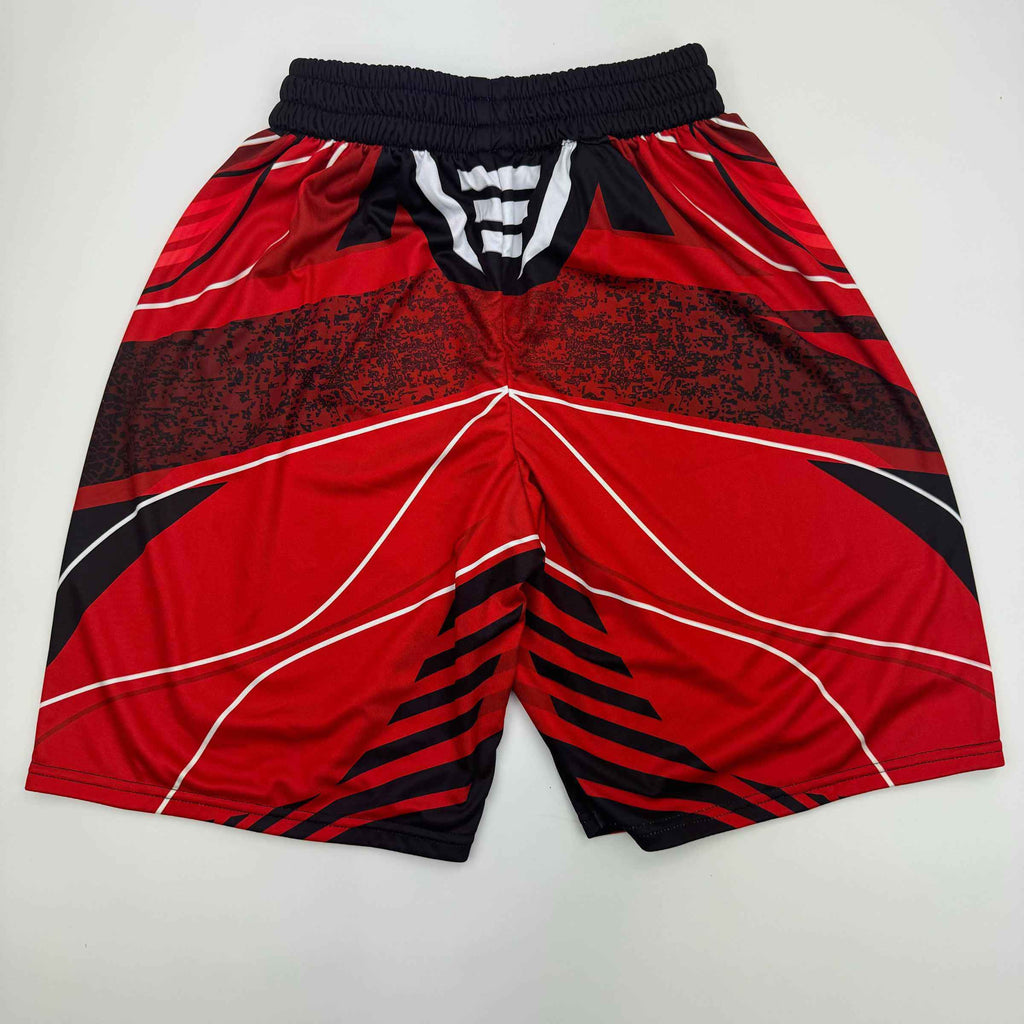 Autographed/Signed Ilia Topuria Black and Red UFC MMA Trunks Shorts Ultimate Fighting Beckett BAS COA