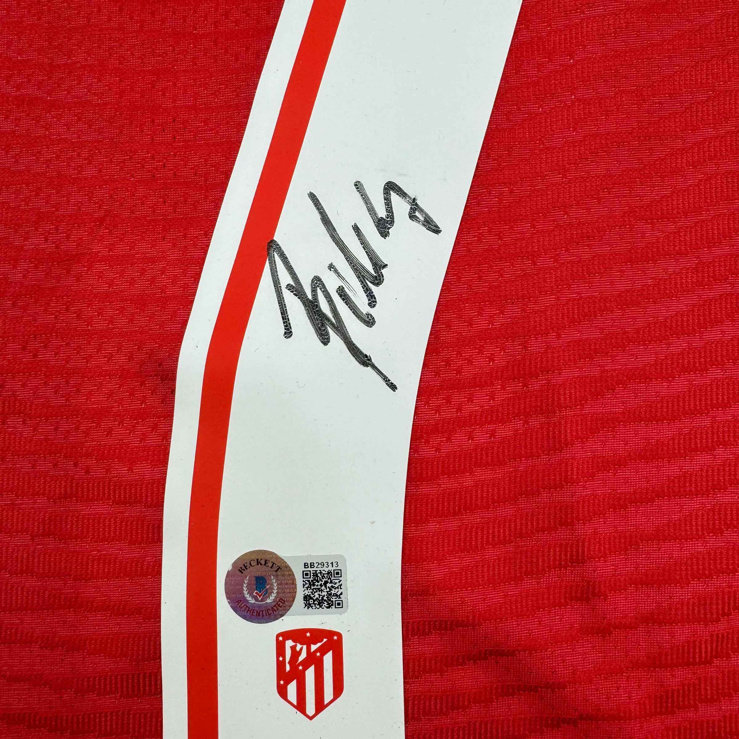 Framed Autographed/Signed Joao Felix 35x39 Atletico Madrid Red Soccer Jersey Beckett BAS COA