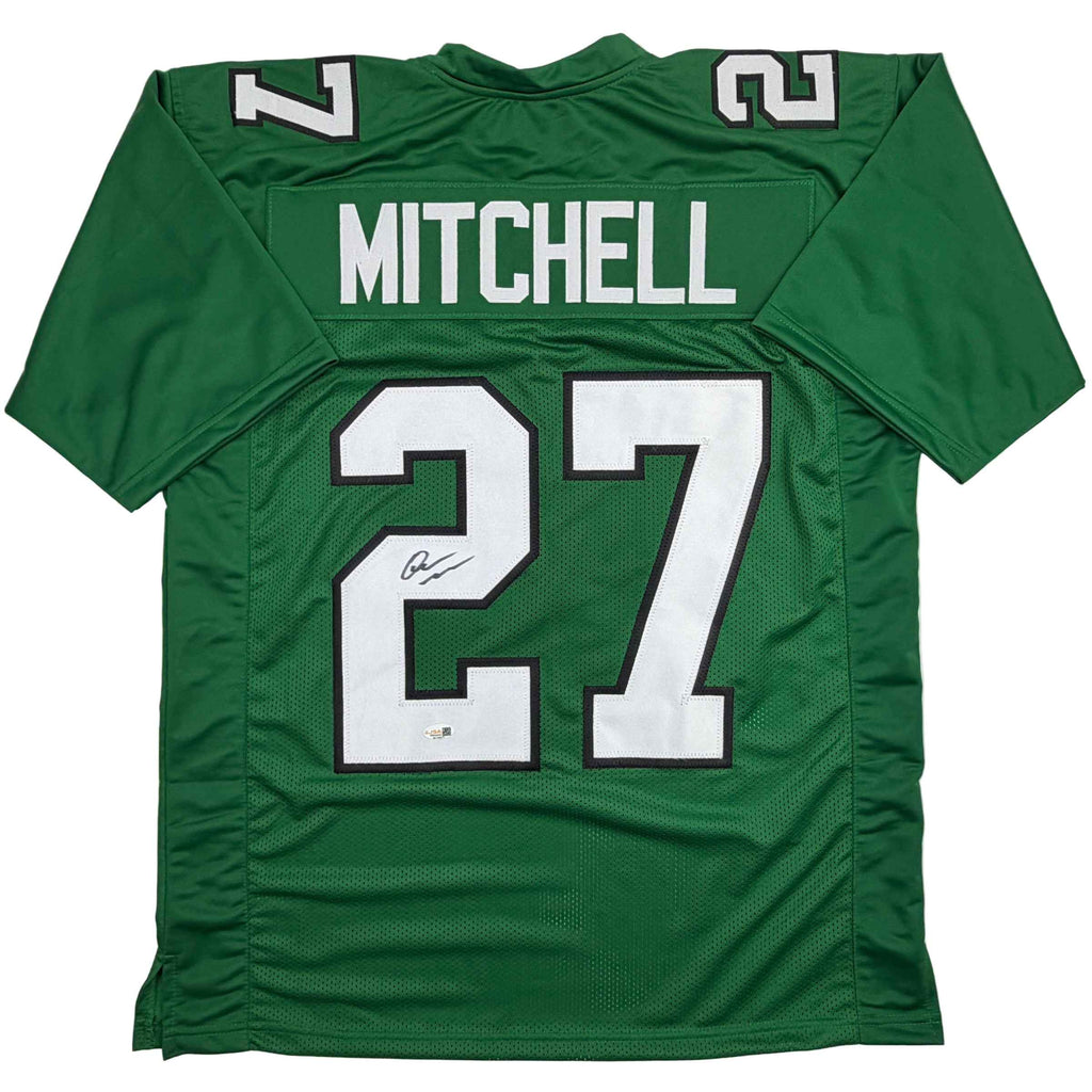 Autographed/Signed Quinyon Mitchell Philadelphia Kelly Green Football Jersey JSA COA