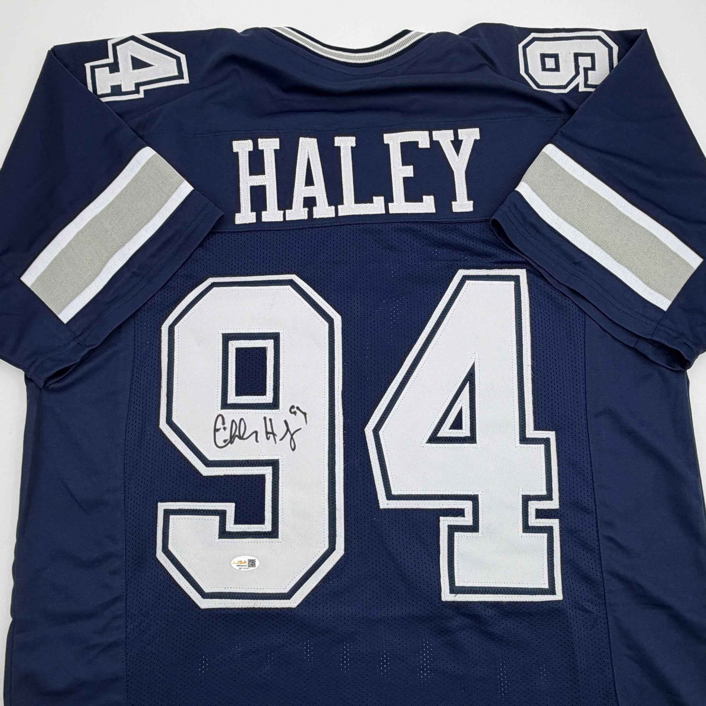 Autographed/Signed Charles Haley Dallas Blue Football Jersey JSA COA