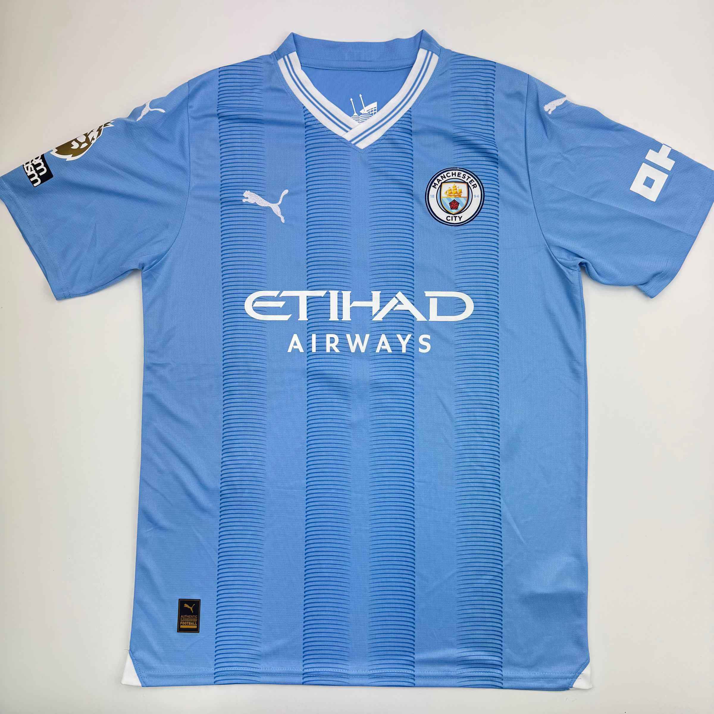 Autographed/Signed Erling Haaland Manchester City Blue Soccer Futbol Jersey Beckett BAS COA