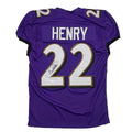 Autographed/Signed Derrick Henry Baltimore Purple Football Jersey JSA COA