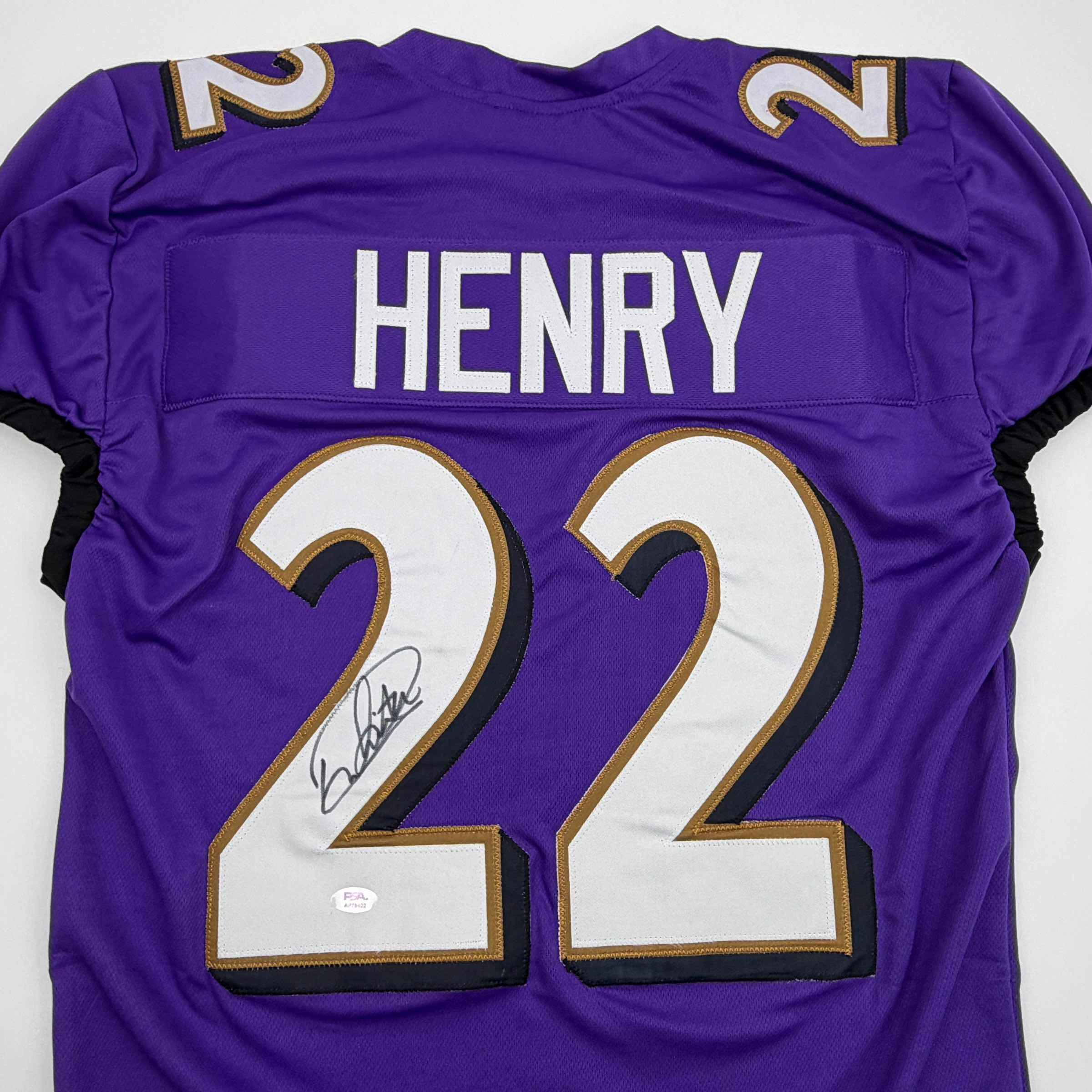 Autographed/Signed Derrick Henry Baltimore Purple Football Jersey JSA COA