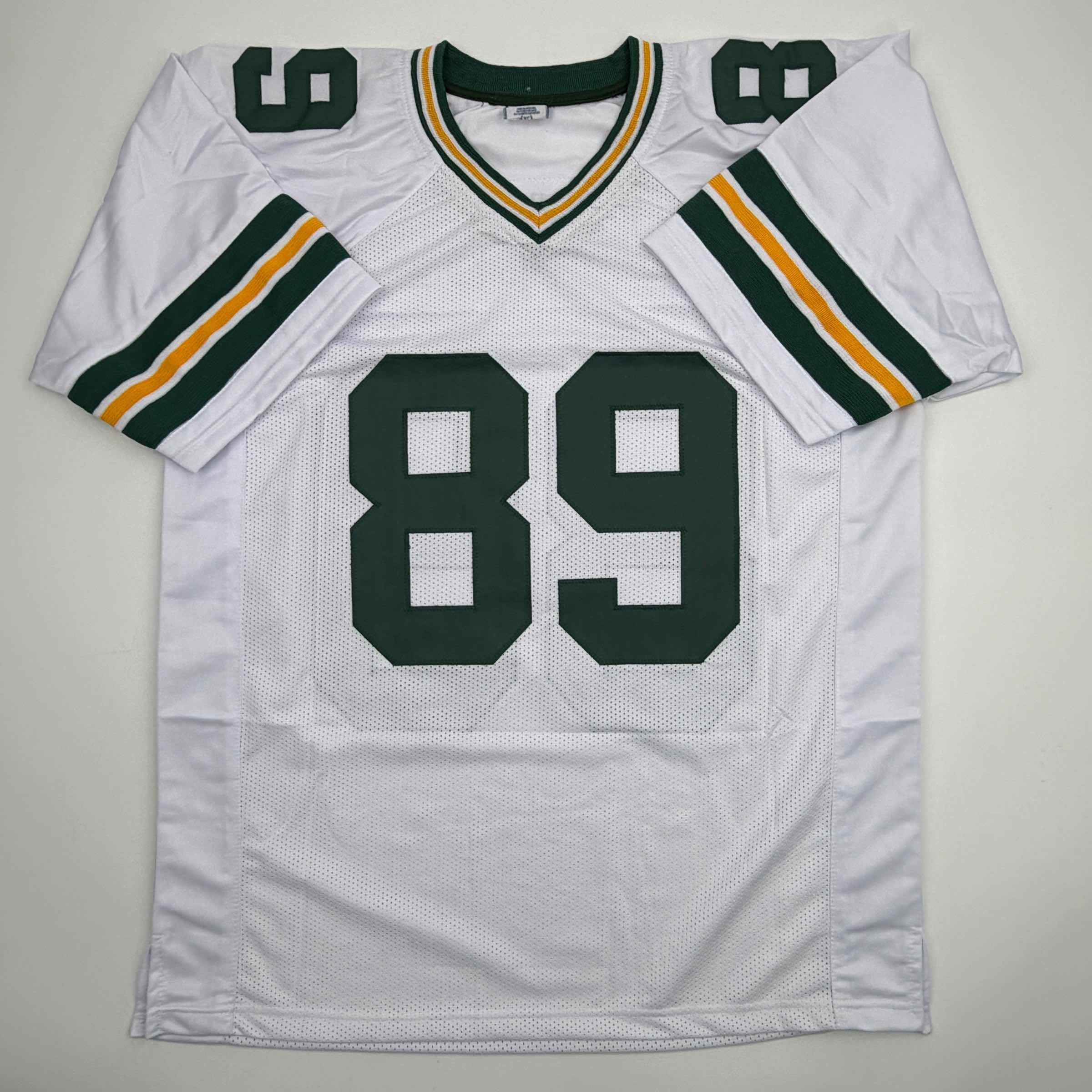 Autographed/Signed Dave Robinson HOF 13 Green Bay White Football Jersey JSA COA