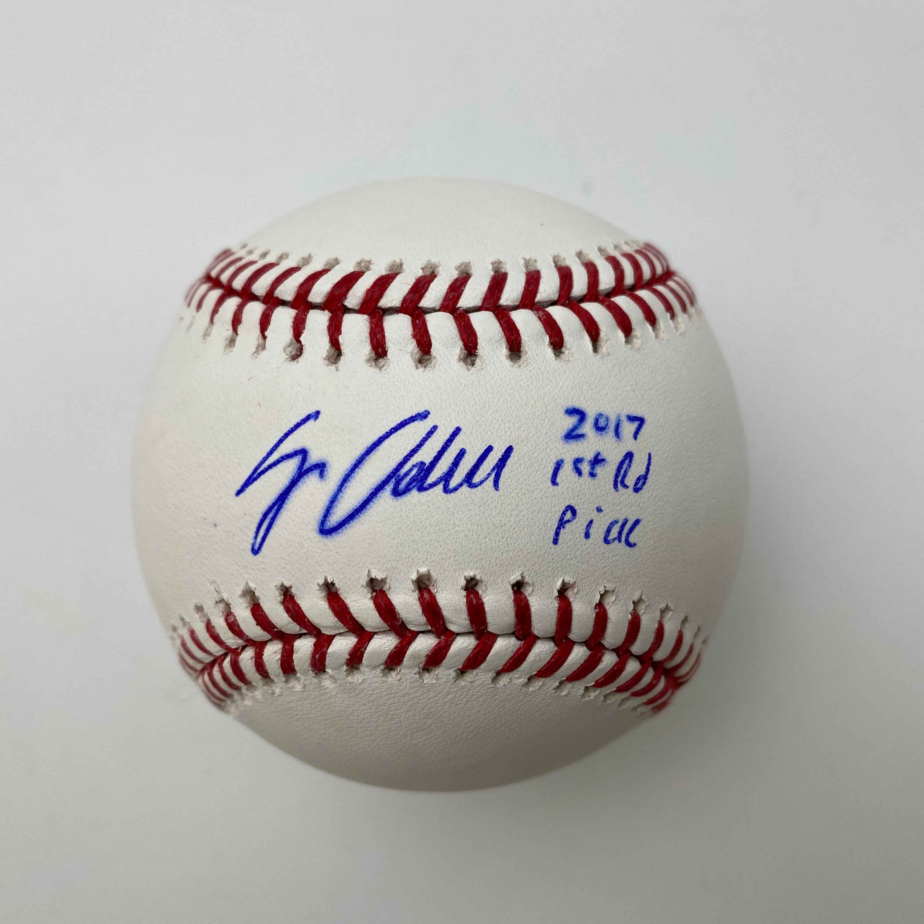 Autographed/Signed Jo Adell 2017 1st Round Pick Rawlings Official Major League Baseball ROML Beckett BAS COA Auto