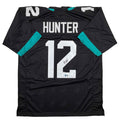 Autographed/Signed Travis Hunter Jacksonville Black Football Jersey Beckett BAS COA