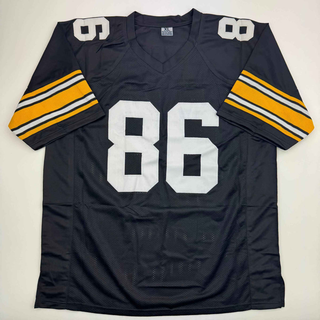 Autographed/Signed Hines Ward Pittsburgh Black Retro Football Jersey Beckett BAS COA