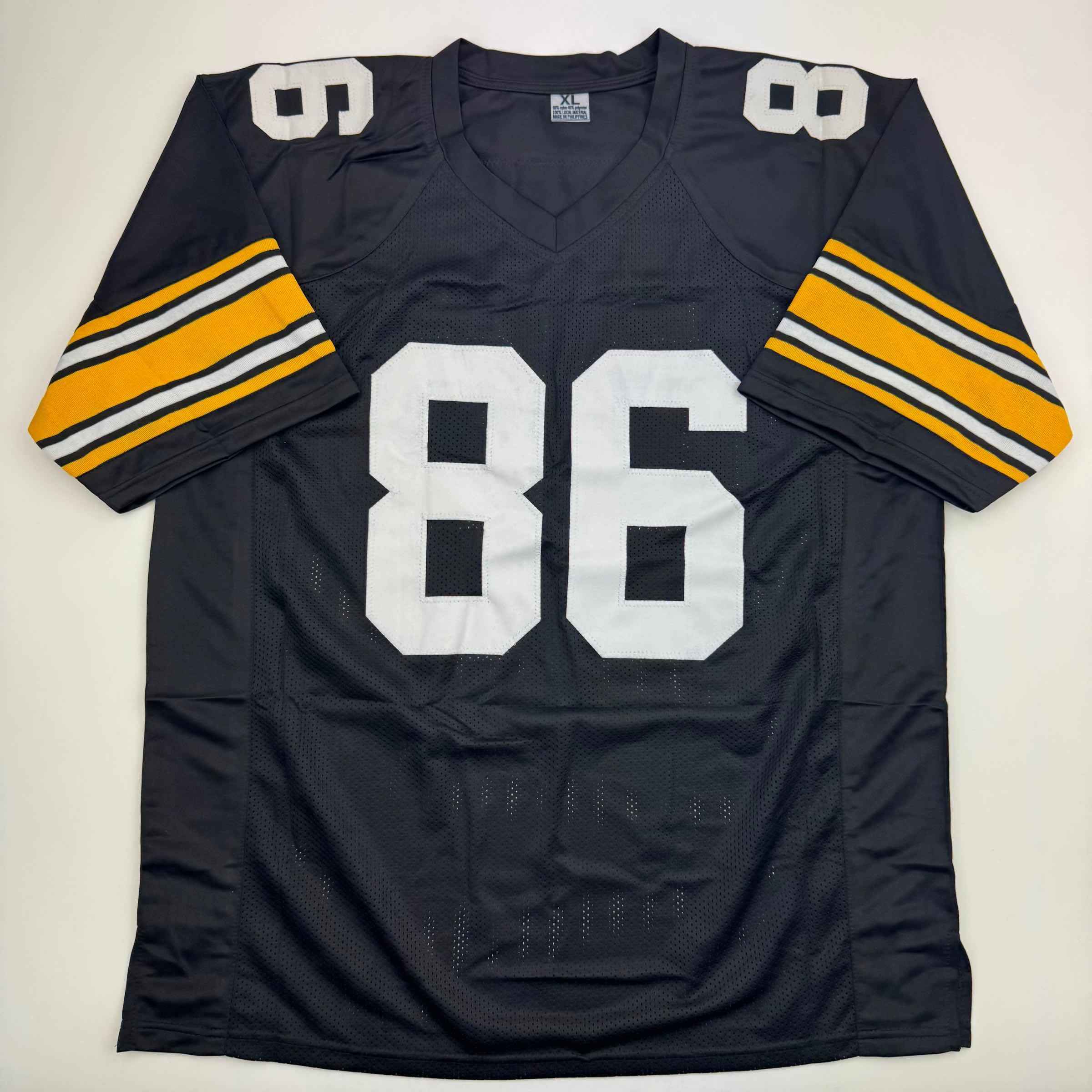 Autographed/Signed Hines Ward Pittsburgh Black Retro Football Jersey Beckett BAS COA