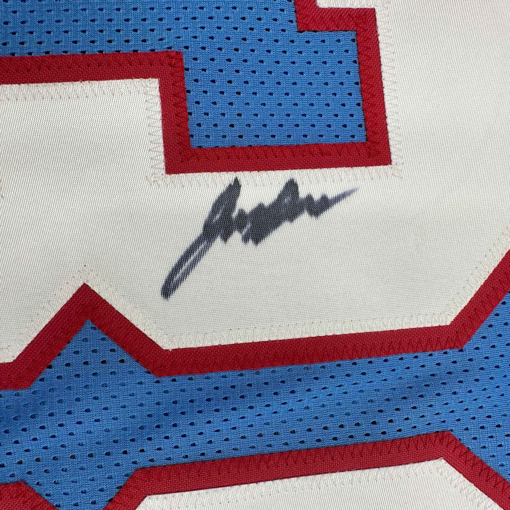 Framed Autographed/Signed L'Jarius Sneed 35x39 Tennessee Retro Blue Football Jersey JSA COA