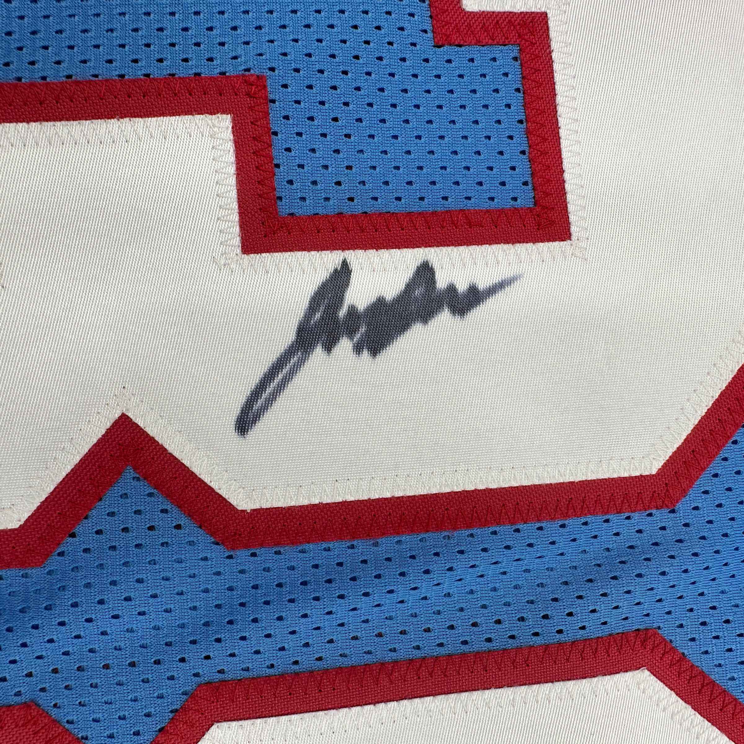 Framed Autographed/Signed L'Jarius Sneed 35x39 Tennessee Retro Blue Football Jersey JSA COA
