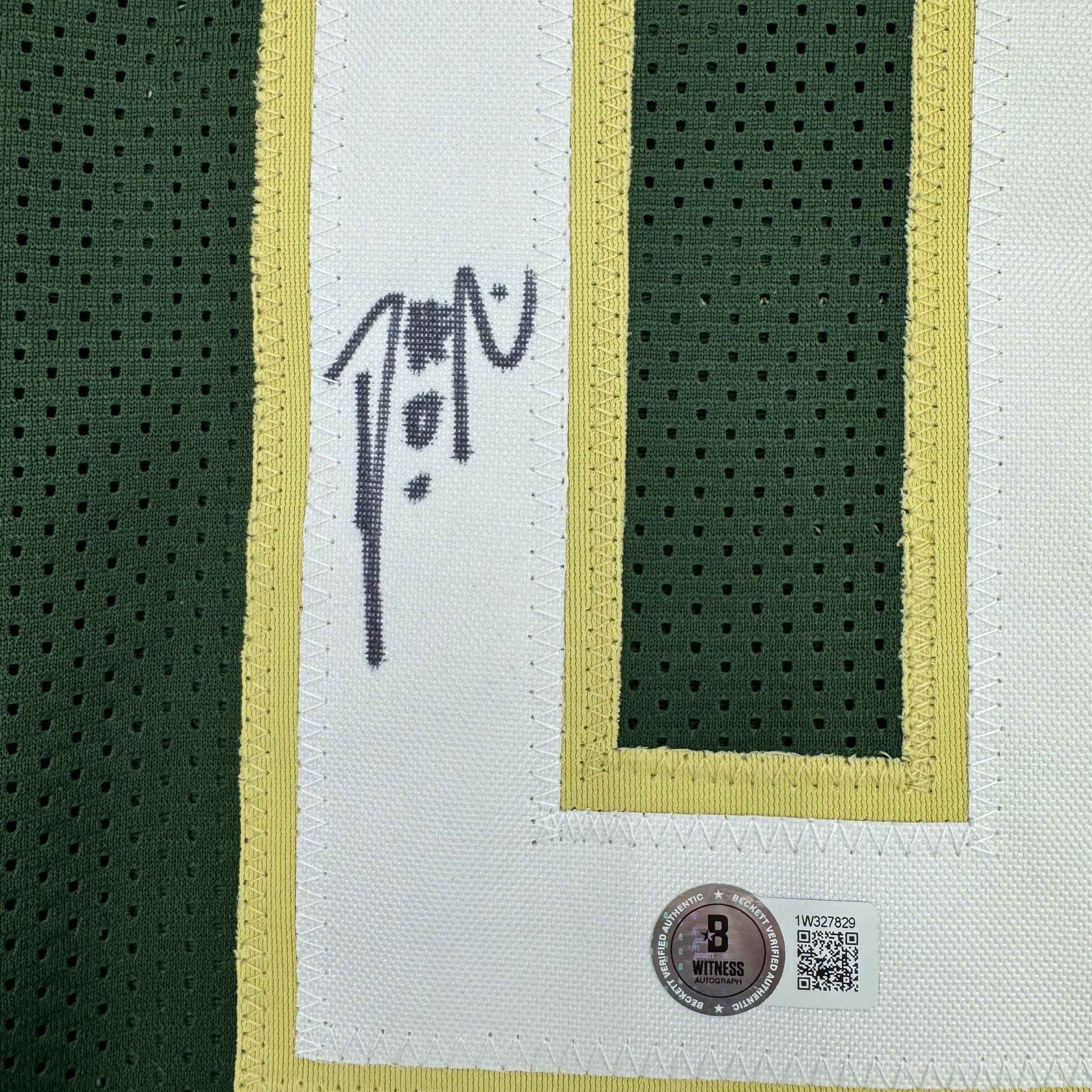 Framed Autographed/Signed Damian Lillard 35x39 Milwaukee Green Basketball Jersey Beckett BAS COA #2