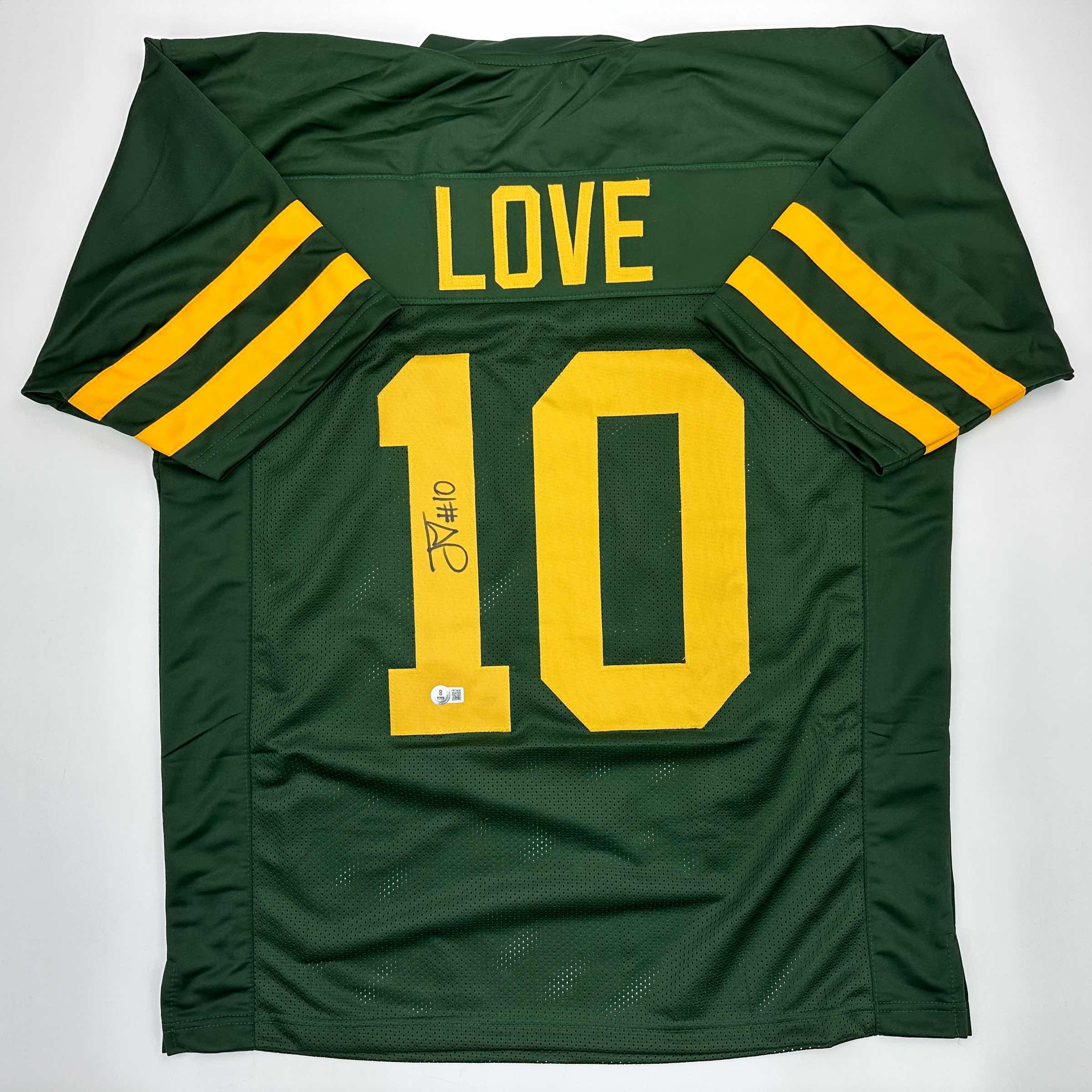 Autographed/Signed Jordan Love Green Bay Color Rush Football Jersey Beckett BAS COA