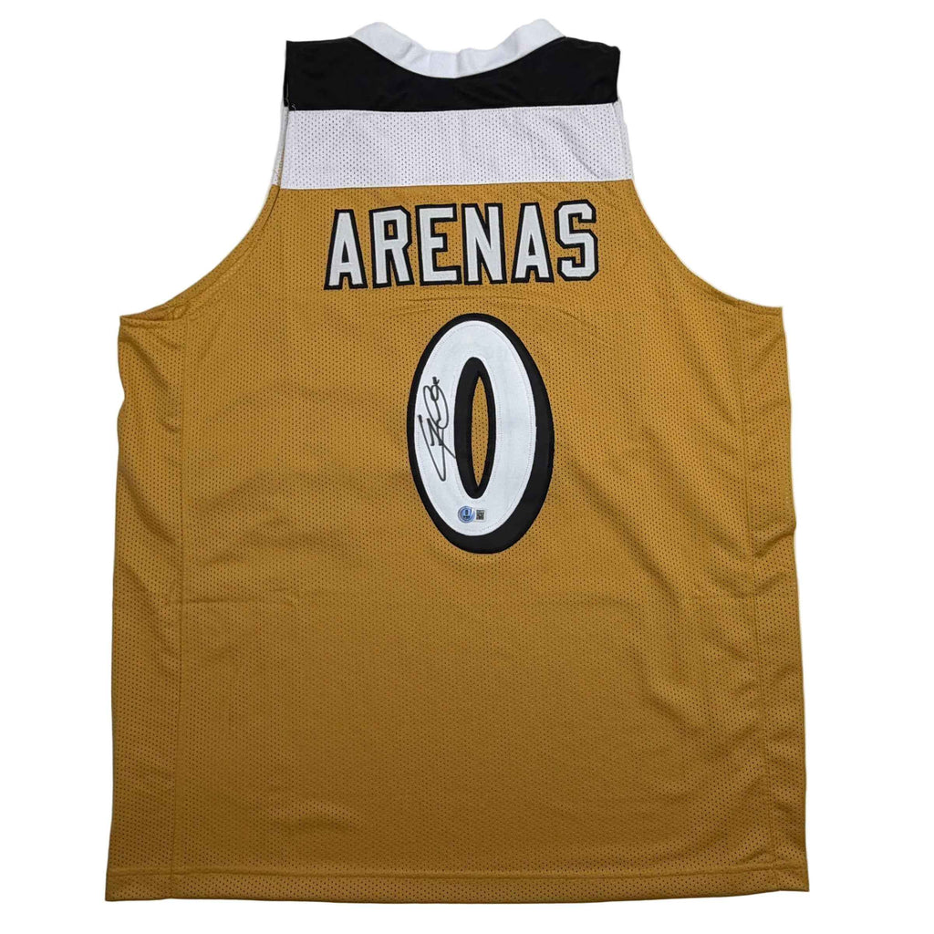 Autographed/Signed Gilbert Arenas Washington Gold Basketball Jersey Beckett BAS COA