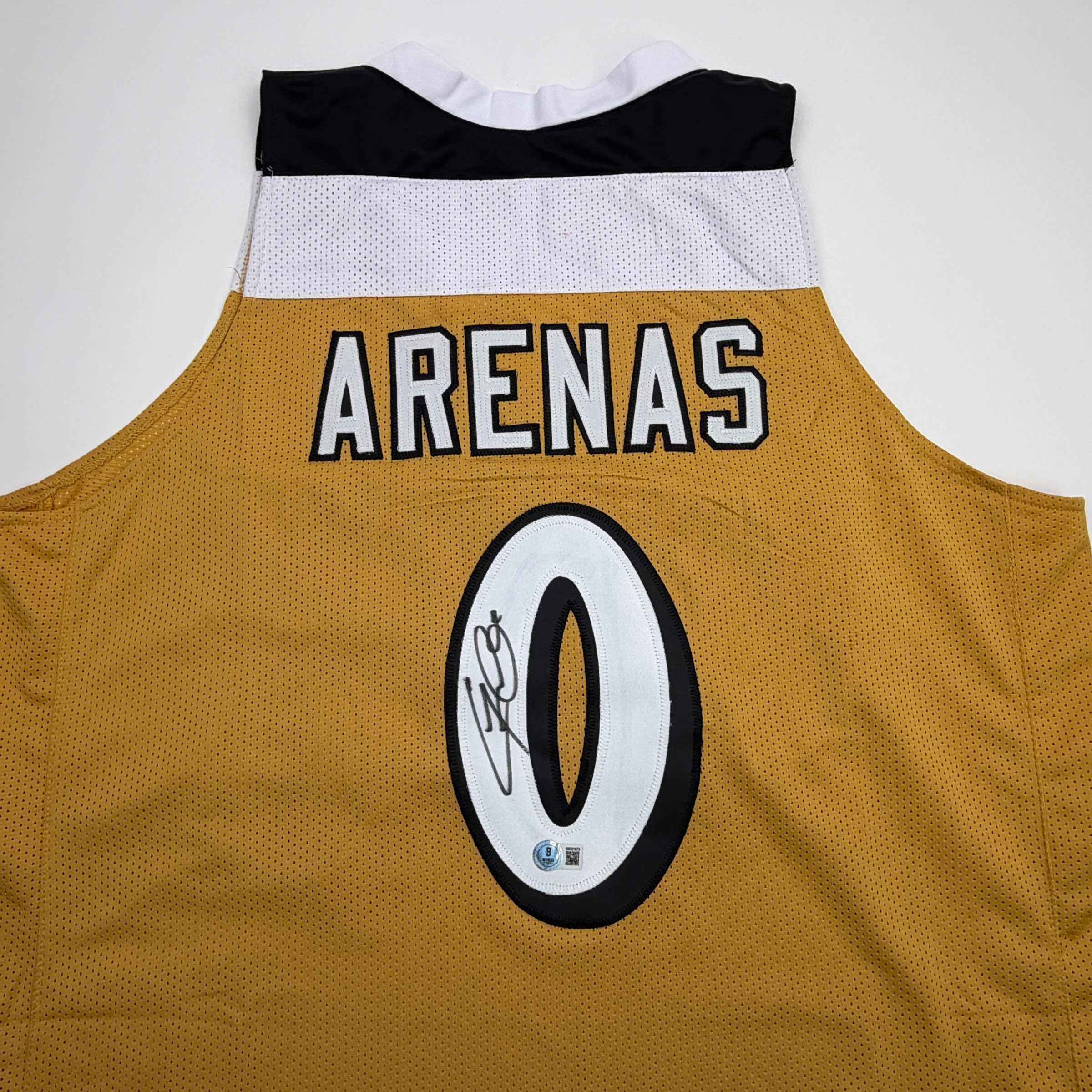Autographed/Signed Gilbert Arenas Washington Gold Basketball Jersey Beckett BAS COA